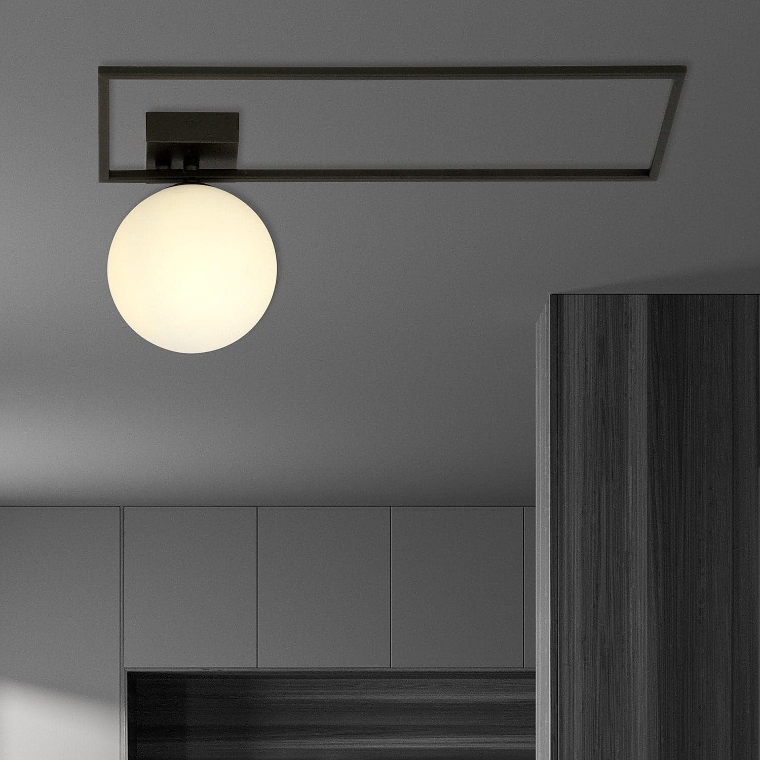 Plafoniera Moderna 1 Luce Imago 1130/1A In Acciaio Nero Vetro Opale in Plafoniere LuceArt - Montecorvino Pugliano, commercioVirtuoso.it