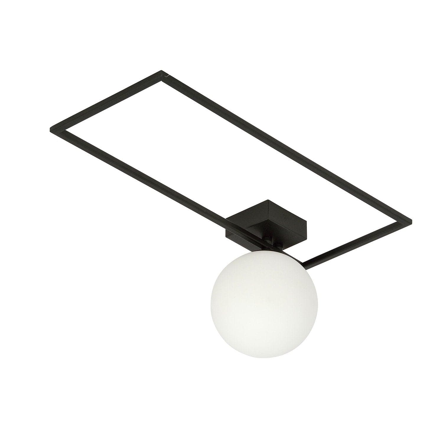 Plafoniera Moderna 1 Luce Imago 1130/1A In Acciaio Nero Vetro Opale in Plafoniere LuceArt - Montecorvino Pugliano, commercioVirtuoso.it