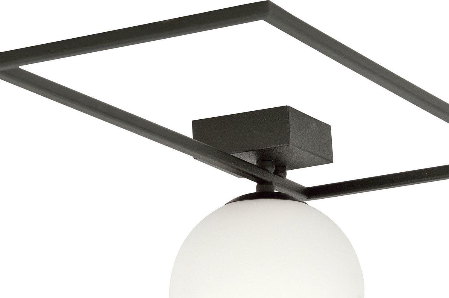 Plafoniera Moderna 1 Luce Imago 1130/1A In Acciaio Nero Vetro Opale in Plafoniere LuceArt - Montecorvino Pugliano, commercioVirtuoso.it