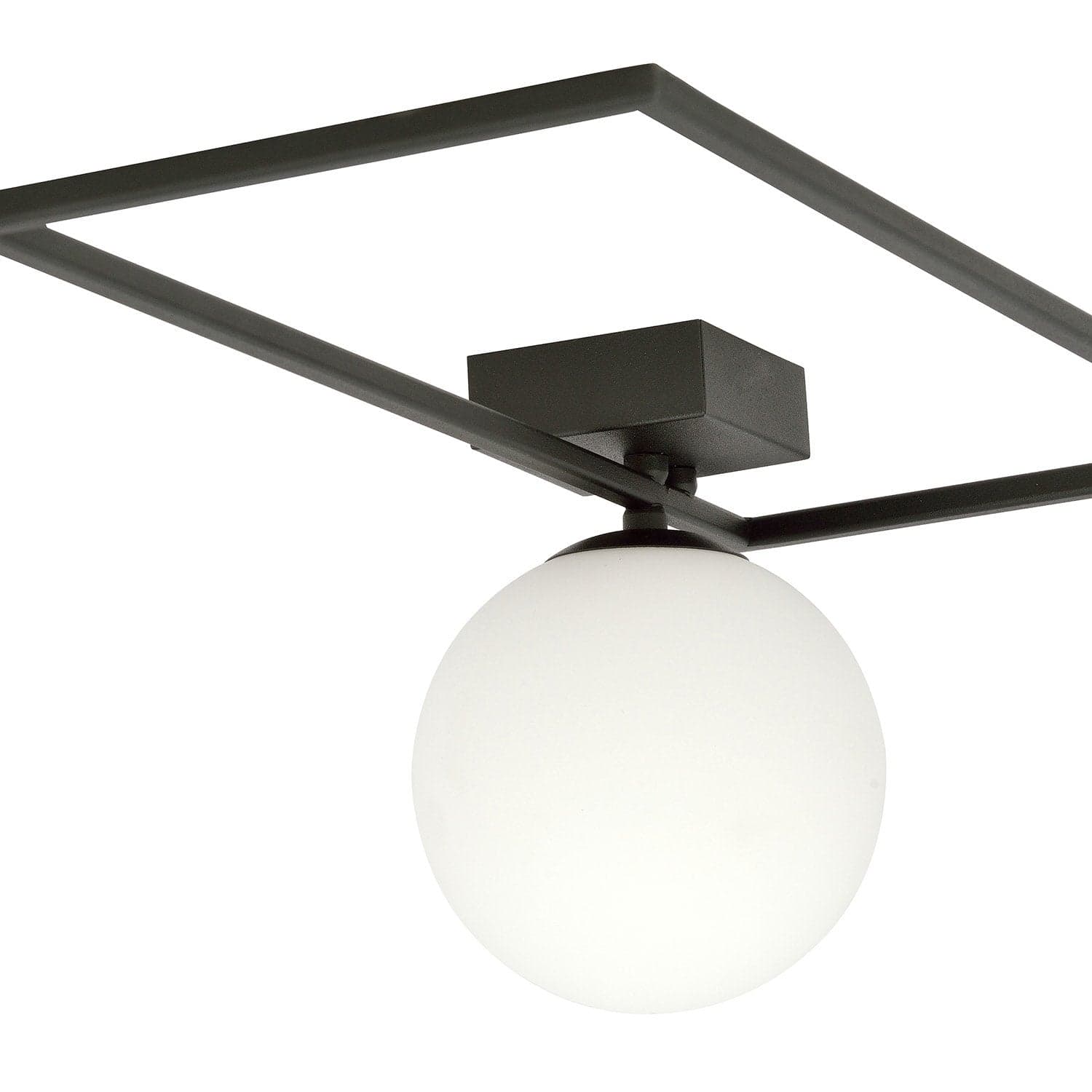 Plafoniera Moderna 1 Luce Imago 1130/1A In Acciaio Nero Vetro Opale in Plafoniere LuceArt - Montecorvino Pugliano, commercioVirtuoso.it