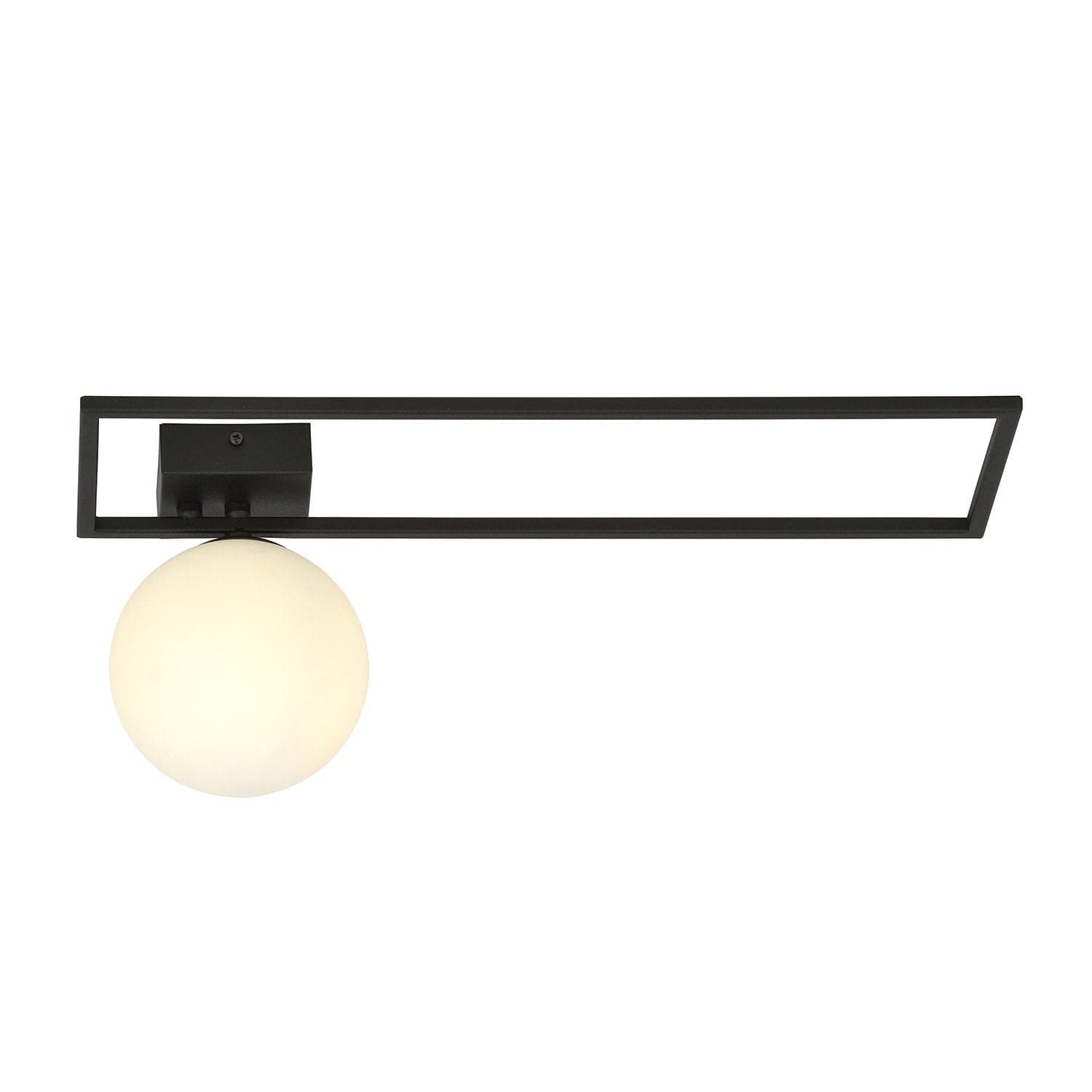 Plafoniera Moderna 1 Luce Imago 1130/1B In Acciaio Nero Vetro Opale in Plafoniere LuceArt - Montecorvino Pugliano, commercioVirtuoso.it