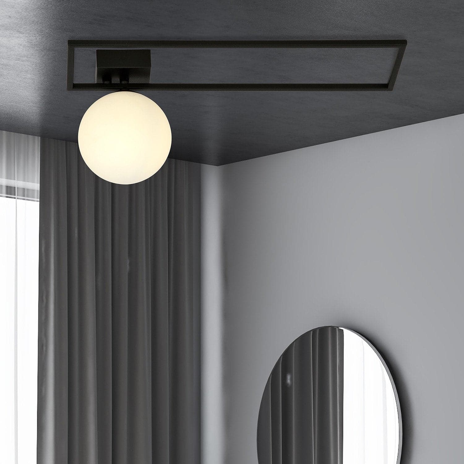 Plafoniera Moderna 1 Luce Imago 1130/1B In Acciaio Nero Vetro Opale in Plafoniere LuceArt - Montecorvino Pugliano, commercioVirtuoso.it