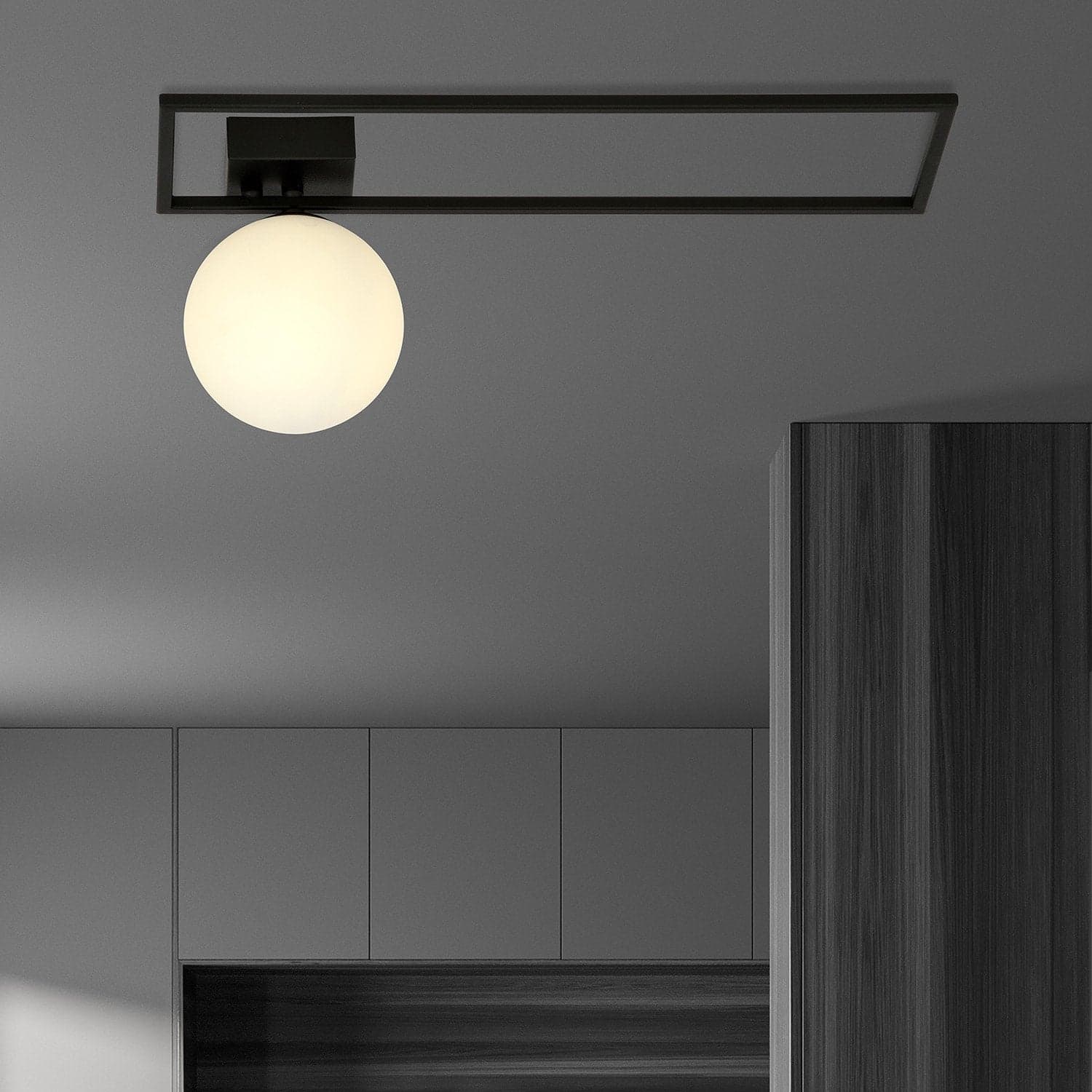 Plafoniera Moderna 1 Luce Imago 1130/1B In Acciaio Nero Vetro Opale in Plafoniere LuceArt - Montecorvino Pugliano, commercioVirtuoso.it