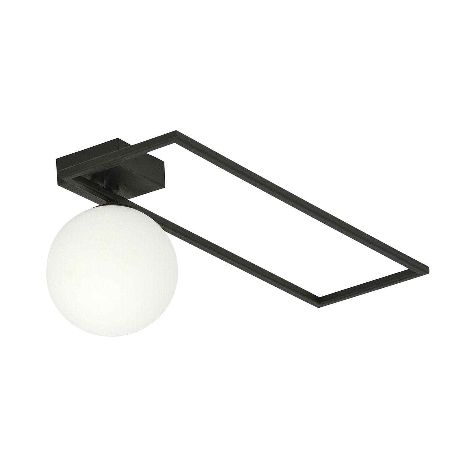Plafoniera Moderna 1 Luce Imago 1130/1B In Acciaio Nero Vetro Opale in Plafoniere LuceArt - Montecorvino Pugliano, commercioVirtuoso.it