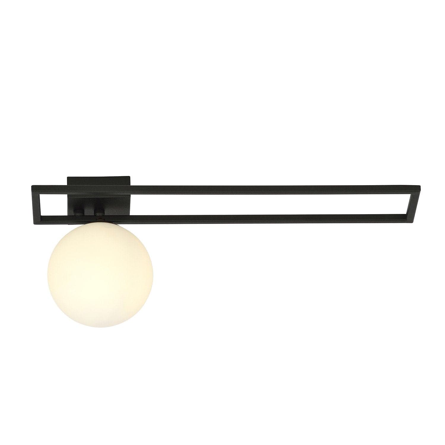 Plafoniera Moderna 1 Luce Imago 1130/1C In Acciaio Nero Vetro Opale in Plafoniere LuceArt - Montecorvino Pugliano, commercioVirtuoso.it