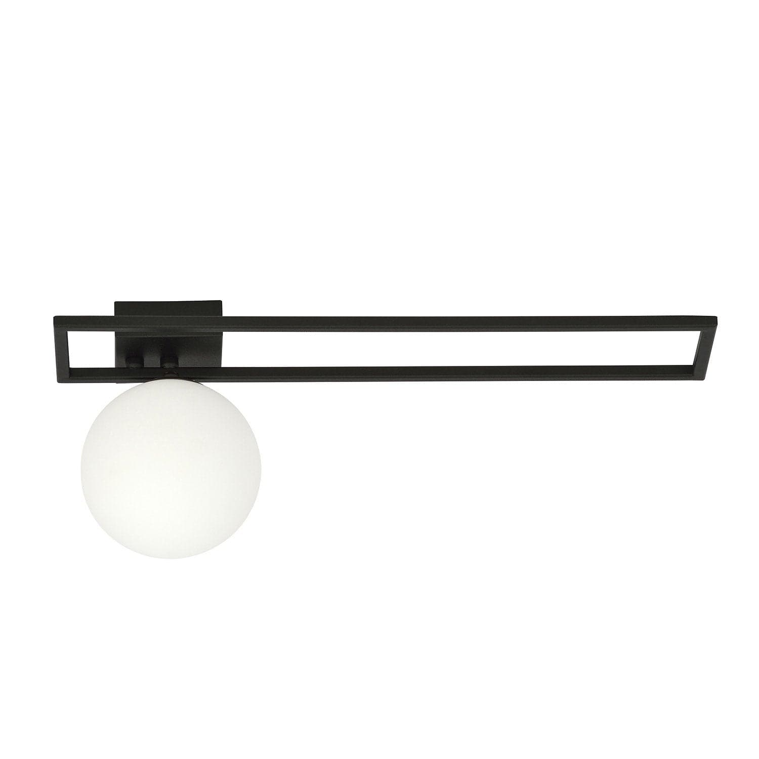 Plafoniera Moderna 1 Luce Imago 1130/1C In Acciaio Nero Vetro Opale in Plafoniere LuceArt - Montecorvino Pugliano, commercioVirtuoso.it