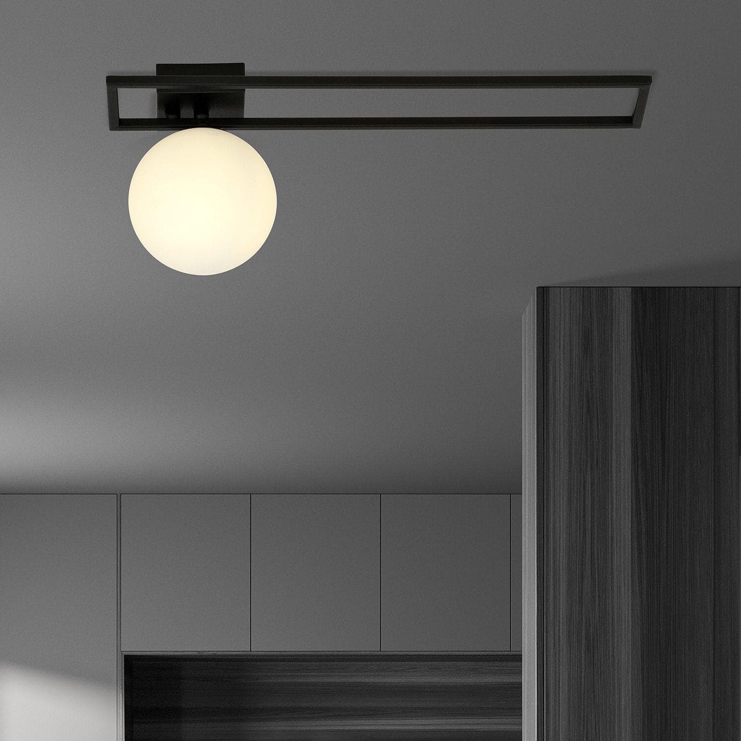 Plafoniera Moderna 1 Luce Imago 1130/1C In Acciaio Nero Vetro Opale in Plafoniere LuceArt - Montecorvino Pugliano, commercioVirtuoso.it