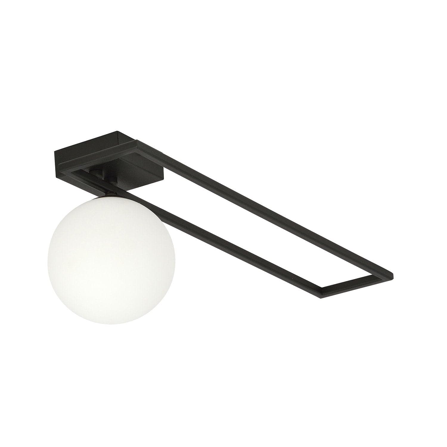 Plafoniera Moderna 1 Luce Imago 1130/1C In Acciaio Nero Vetro Opale in Plafoniere LuceArt - Montecorvino Pugliano, commercioVirtuoso.it
