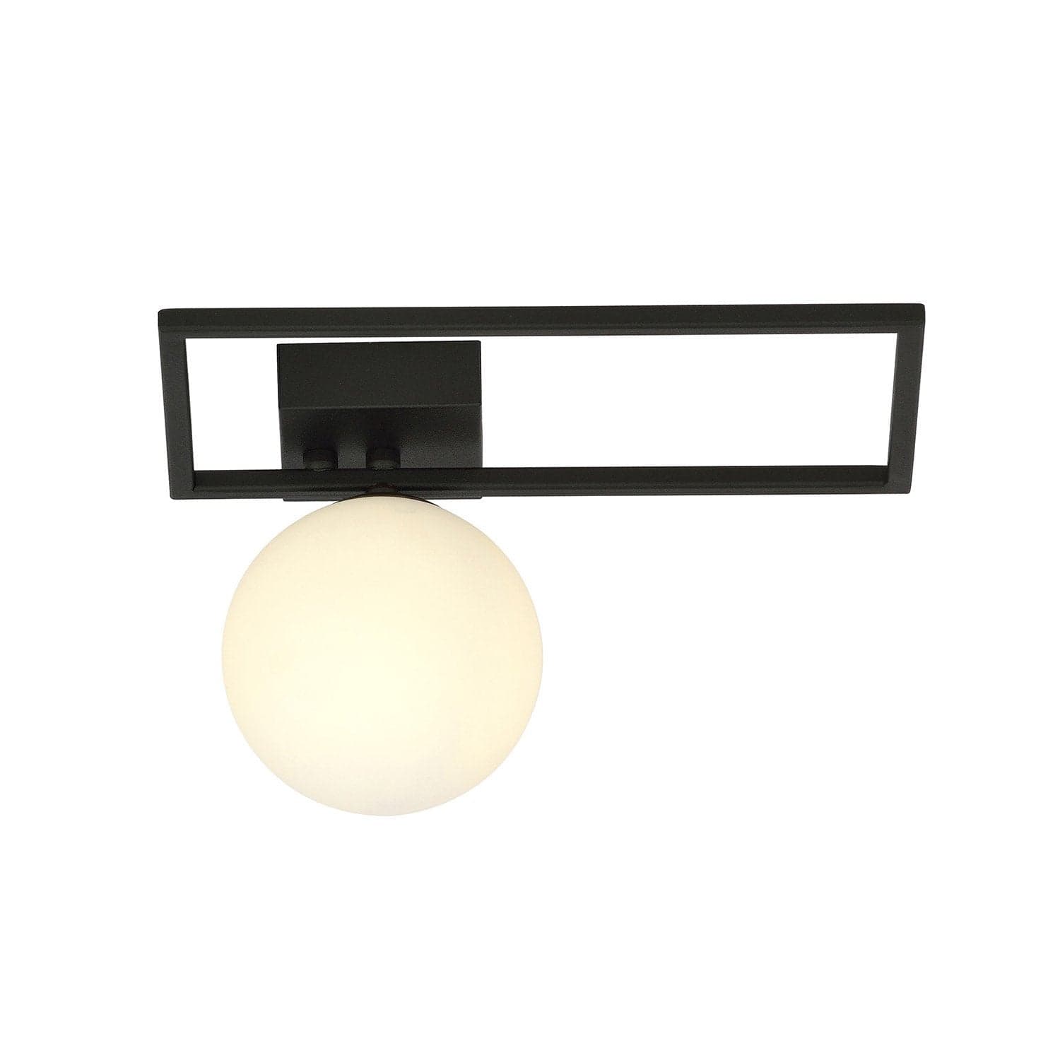 Plafoniera Moderna 1 Luce Imago 1130/1D In Acciaio Nero Vetro Opale in Plafoniere LuceArt - Montecorvino Pugliano, commercioVirtuoso.it