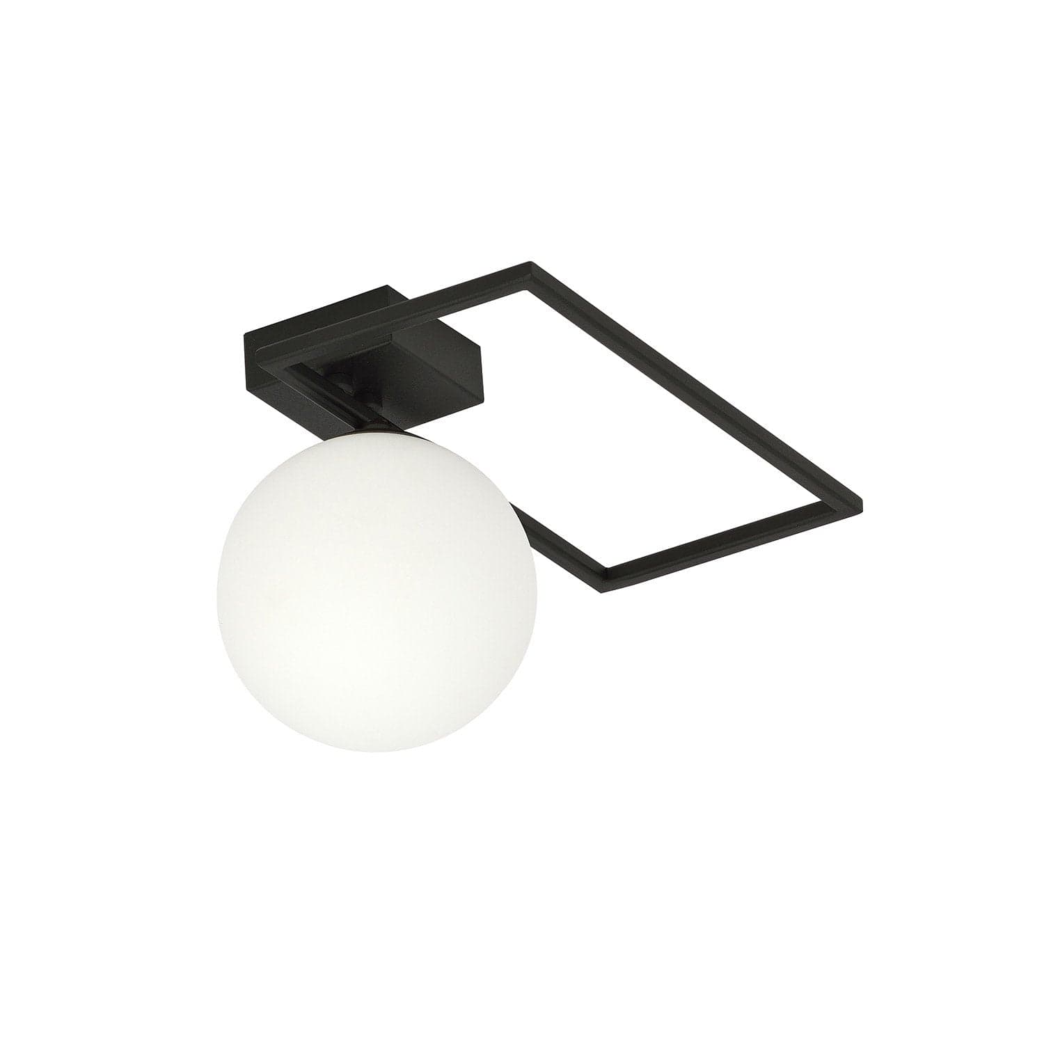 Plafoniera Moderna 1 Luce Imago 1130/1D In Acciaio Nero Vetro Opale in Plafoniere LuceArt - Montecorvino Pugliano, commercioVirtuoso.it