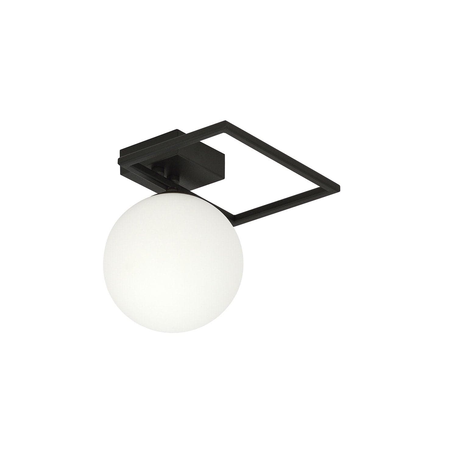 Plafoniera Moderna 1 Luce Imago 1130/1E In Acciaio Nero Vetro Opale in Plafoniere LuceArt - Montecorvino Pugliano, commercioVirtuoso.it