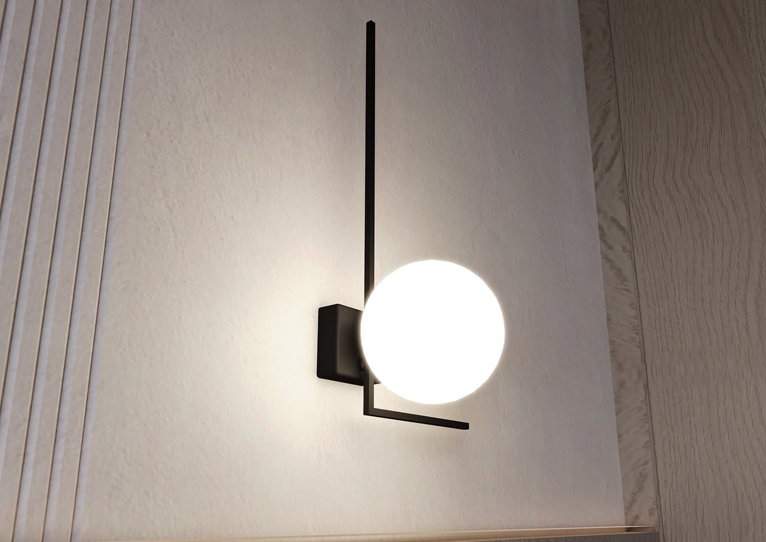 Plafoniera Moderna 1 Luce Imago 1130/1F In Acciaio Nero Vetro Opale in Plafoniere LuceArt - Montecorvino Pugliano, commercioVirtuoso.it