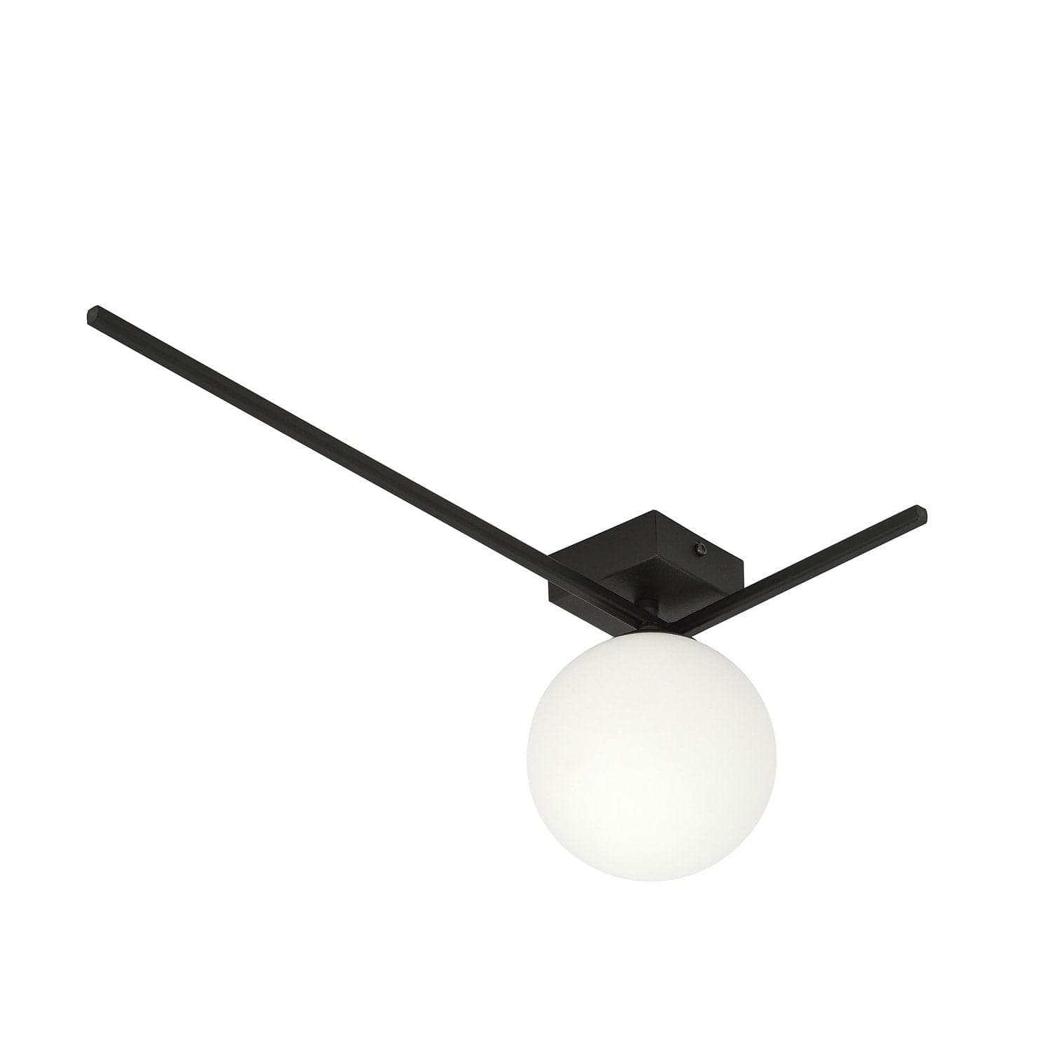 Plafoniera Moderna 1 Luce Imago 1130/1F In Acciaio Nero Vetro Opale in Plafoniere LuceArt - Montecorvino Pugliano, commercioVirtuoso.it