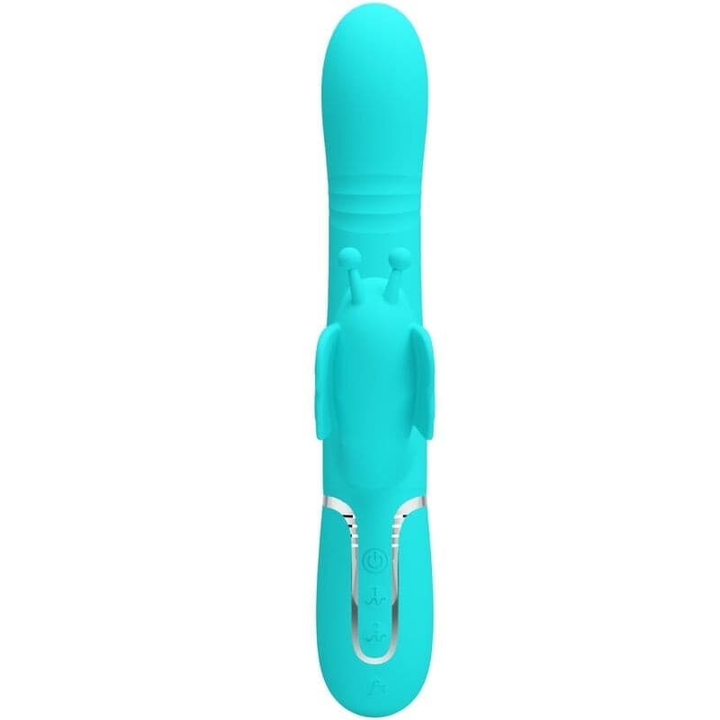 PRETTY LOVE - VIBRATORE MULTIFUNZIONE RABBIT 4 IN 1 FARFALLA VERDE ACQUA in Vibratori Rabbit Desideria Shop - Latina, commercioVirtuoso.it