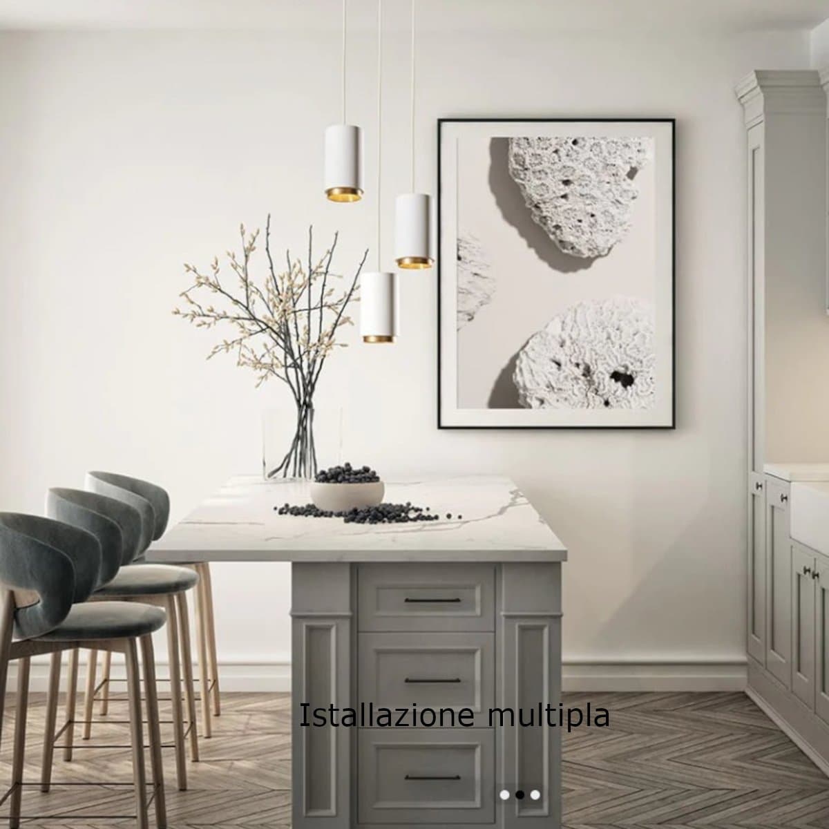 Lampadario moderno Sforzin illuminazione PROPILEI T406 GU10 LED gesso sospensione metallo in Lampade a sospensione Lampadari Bartalini - Colle di Val d’Elsa, commercioVirtuoso.it
