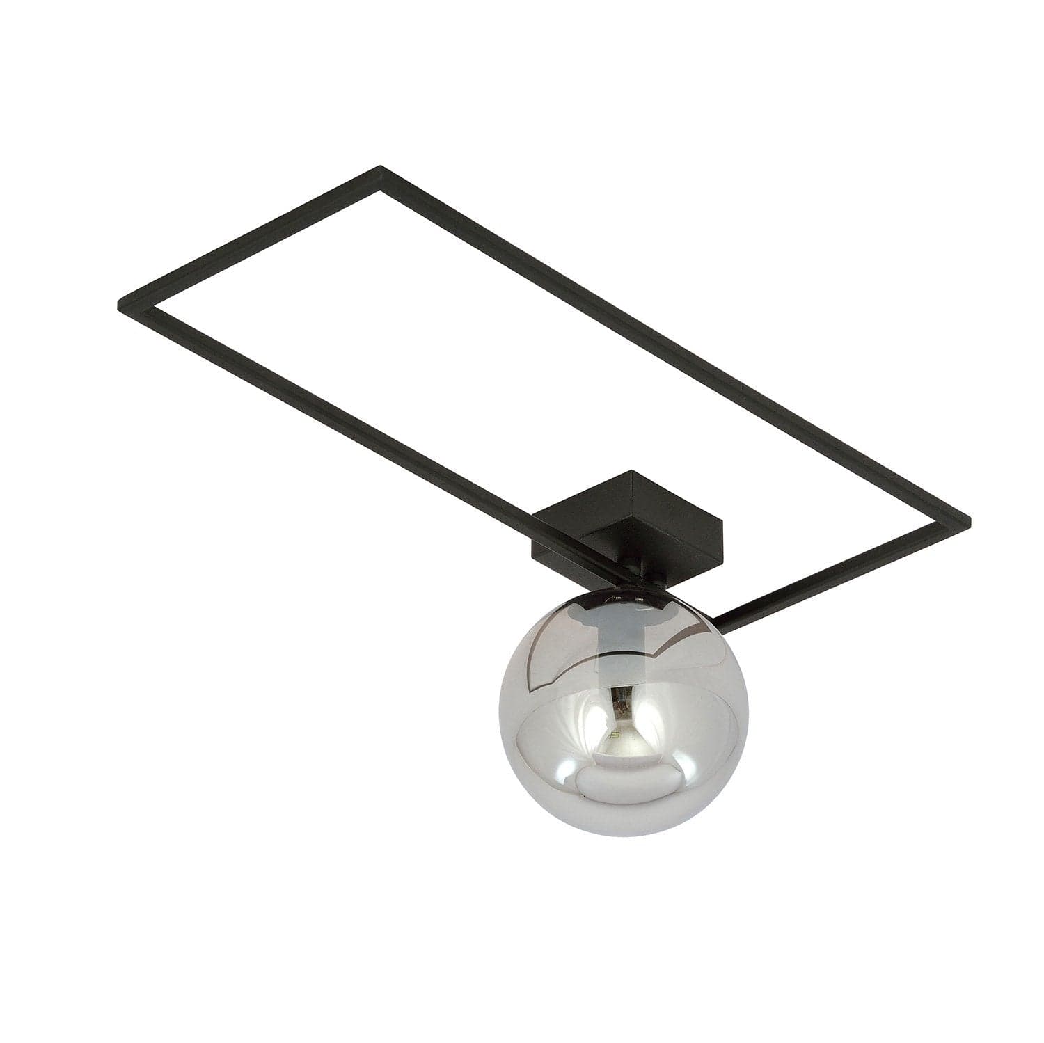 Plafoniera Moderna 1 Luce Imago 1130/1A In Acciaio Nero Vetro Fumè in Plafoniere LuceArt - Montecorvino Pugliano, commercioVirtuoso.it