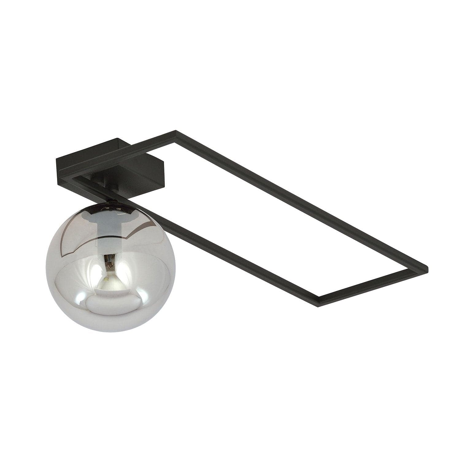 Plafoniera Moderna 1 Luce Imago 1130/1B In Acciaio Nero Vetro Fumè in Plafoniere LuceArt - Montecorvino Pugliano, commercioVirtuoso.it