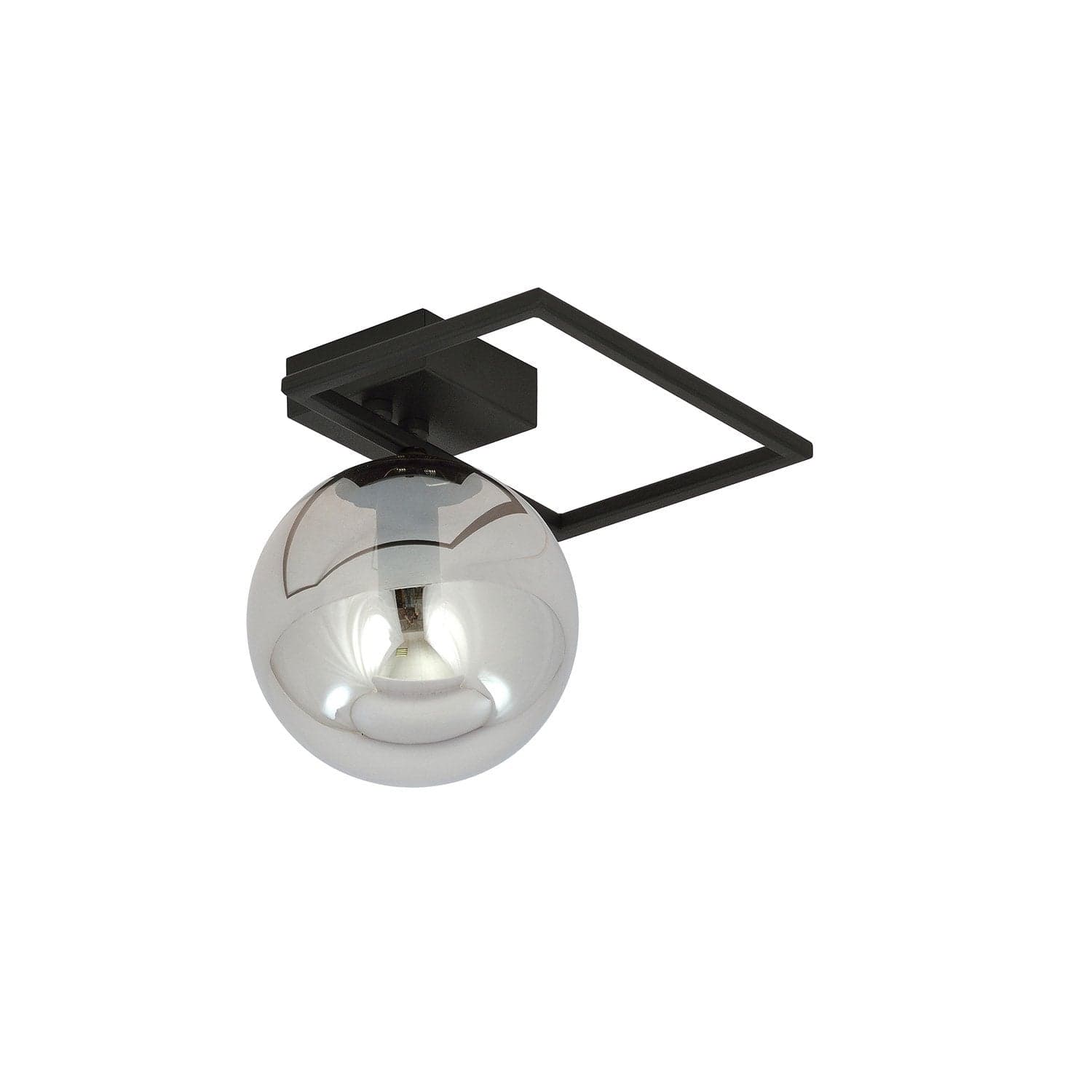 Plafoniera Moderna 1 Luce Imago 1130/1E In Acciaio Nero Vetro Fumè in Plafoniere LuceArt - Montecorvino Pugliano, commercioVirtuoso.it