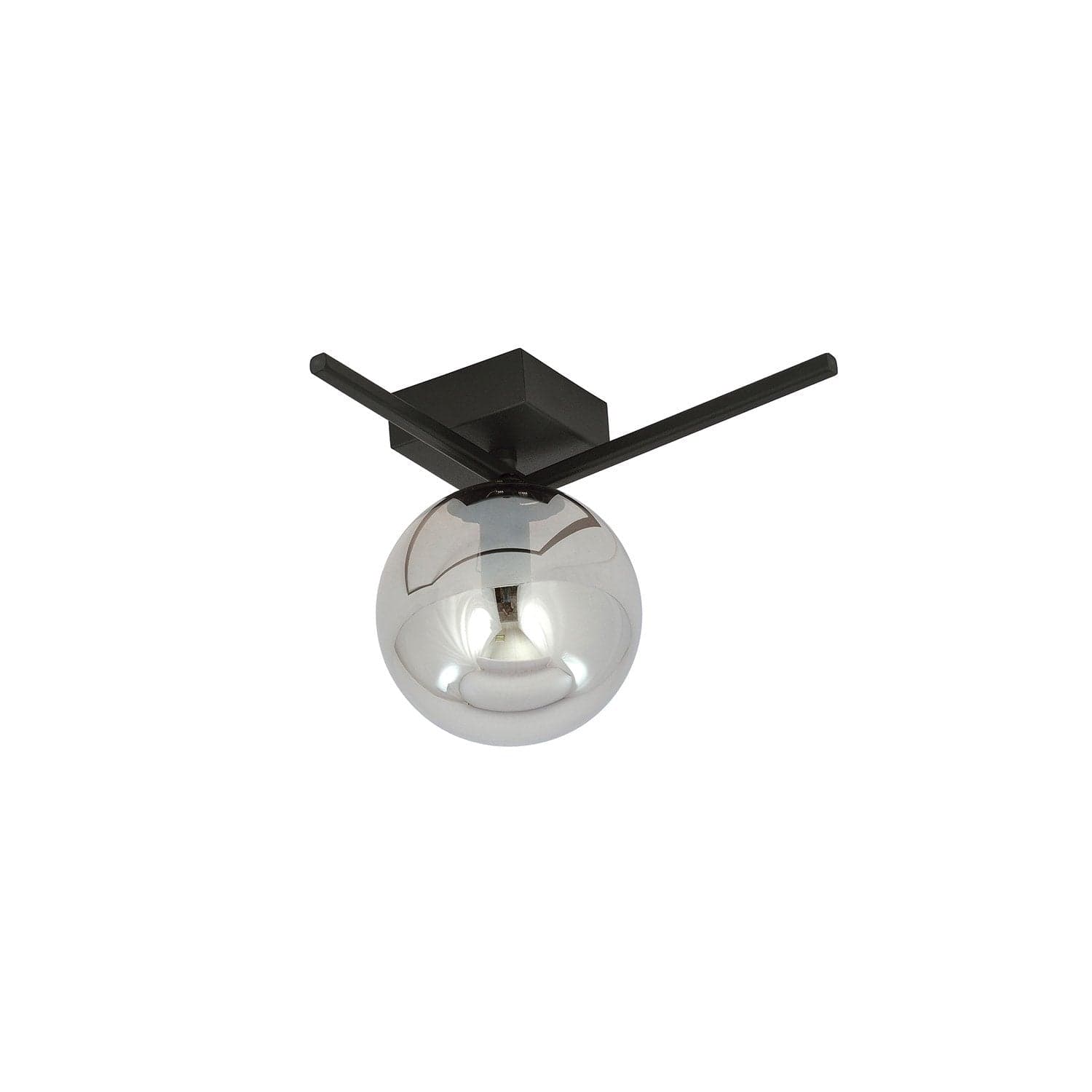 Plafoniera Moderna 1 Luce Imago 1130/1G In Acciaio Nero Vetro Fumè in Plafoniere LuceArt - Montecorvino Pugliano, commercioVirtuoso.it