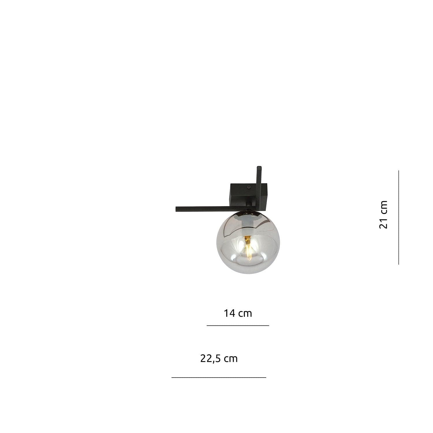 Plafoniera Moderna 1 Luce Imago 1130/1G In Acciaio Nero Vetro Fumè in Plafoniere LuceArt - Montecorvino Pugliano, commercioVirtuoso.it