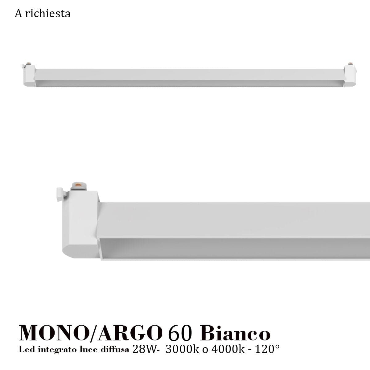 Binario Top Light MONO 1155 FUTURE YARI BI BIANCO E27 LED lampada soffitto moderna spot orientabile vetro cromo in Faretti da soffitto Lampadari Bartalini - Colle di Val d’Elsa, commercioVirtuoso.it