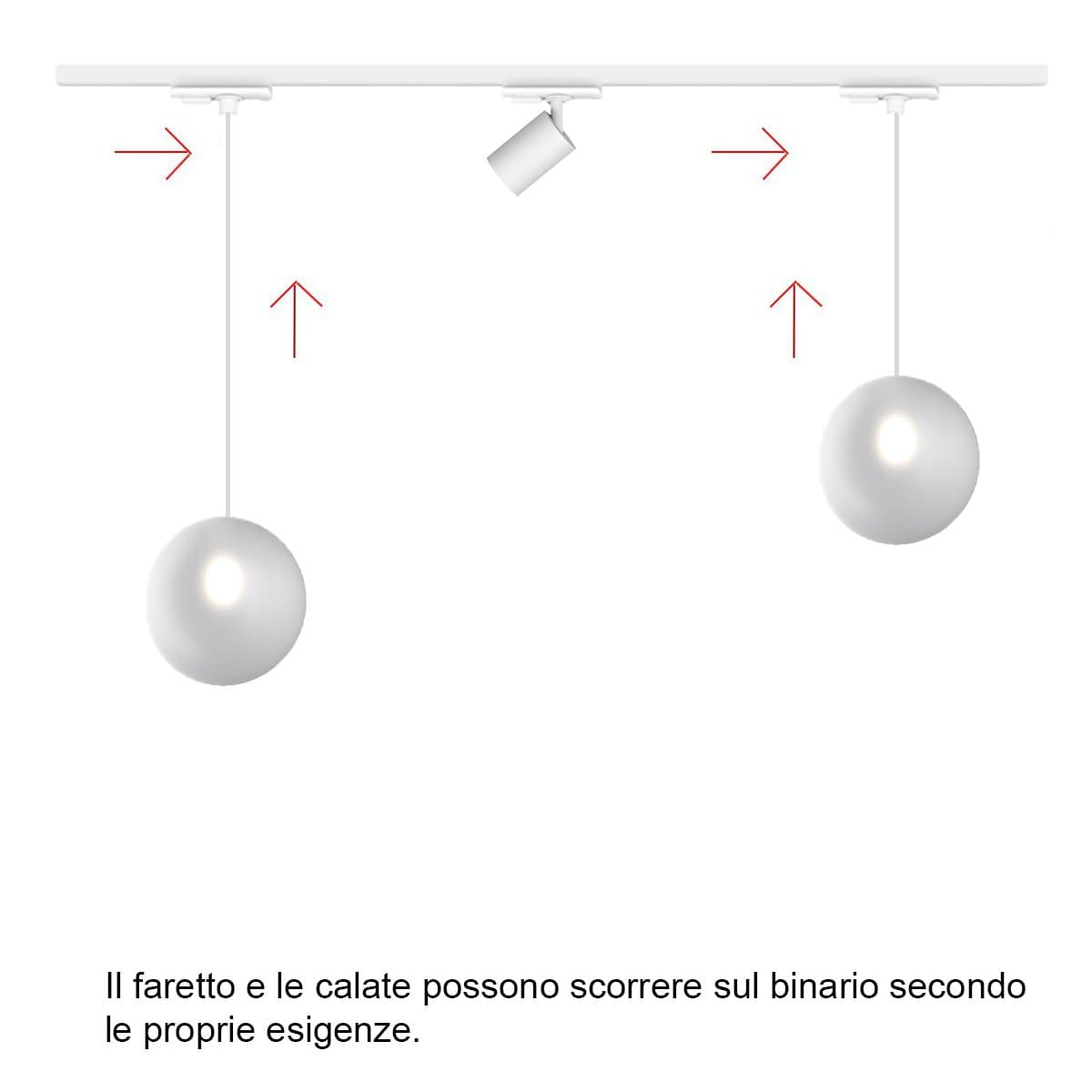 Binario Top Light MONO 1184 ECLIPSE YARI BIANCO G9 LED lampada soffitto moderna spot orientabile sfera vetro satinato in Faretti da soffitto Lampadari Bartalini - Colle di Val d’Elsa, commercioVirtuoso.it