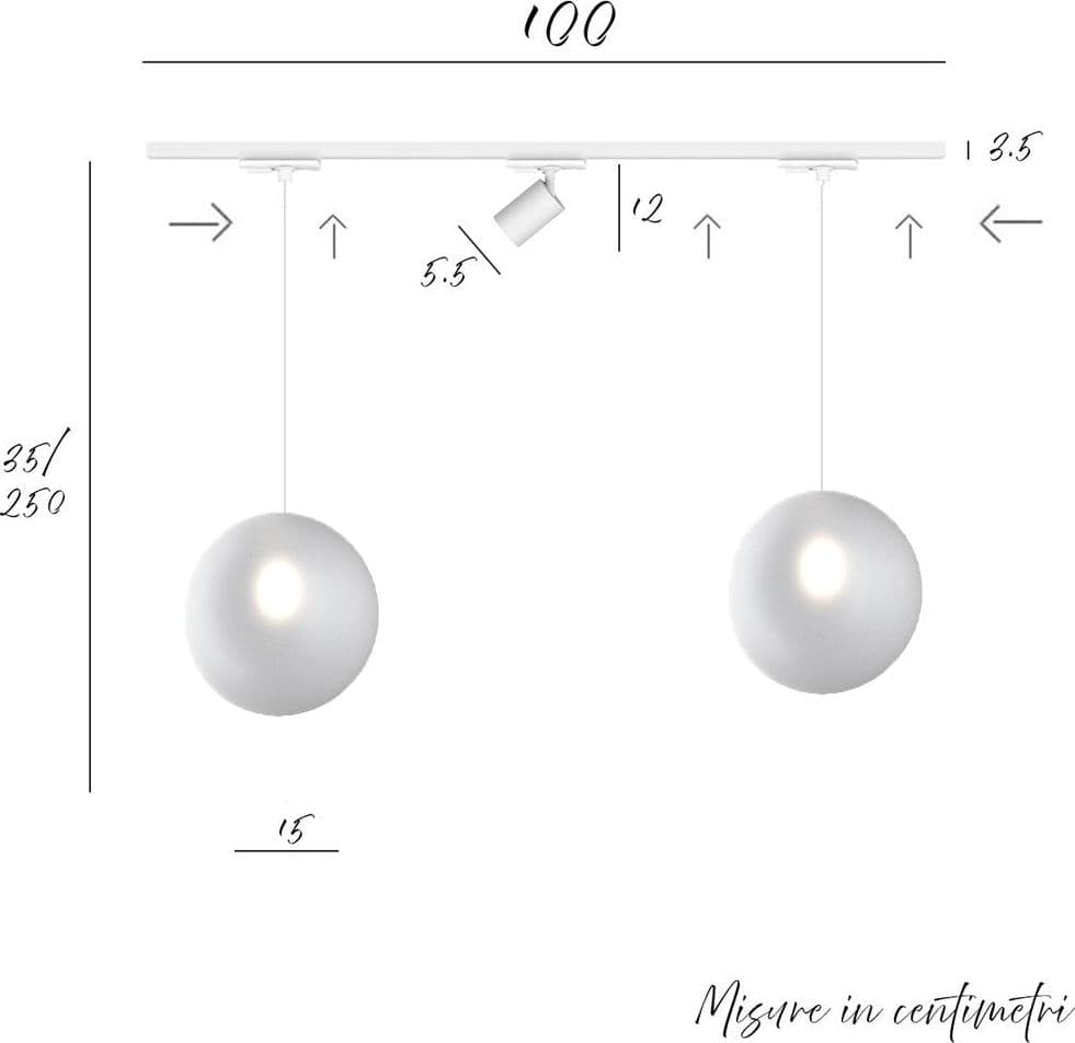 Binario Top Light MONO 1184 ECLIPSE YARI BIANCO G9 LED lampada soffitto moderna spot orientabile sfera vetro satinato in Faretti da soffitto Lampadari Bartalini - Colle di Val d’Elsa, commercioVirtuoso.it