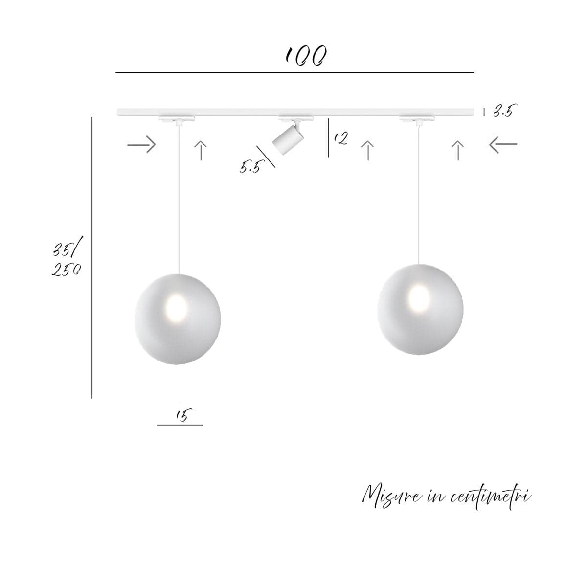 Binario Top Light MONO 1184 ECLIPSE YARI BIANCO G9 LED lampada soffitto moderna spot orientabile sfera vetro satinato in Faretti da soffitto Lampadari Bartalini - Colle di Val d’Elsa, commercioVirtuoso.it