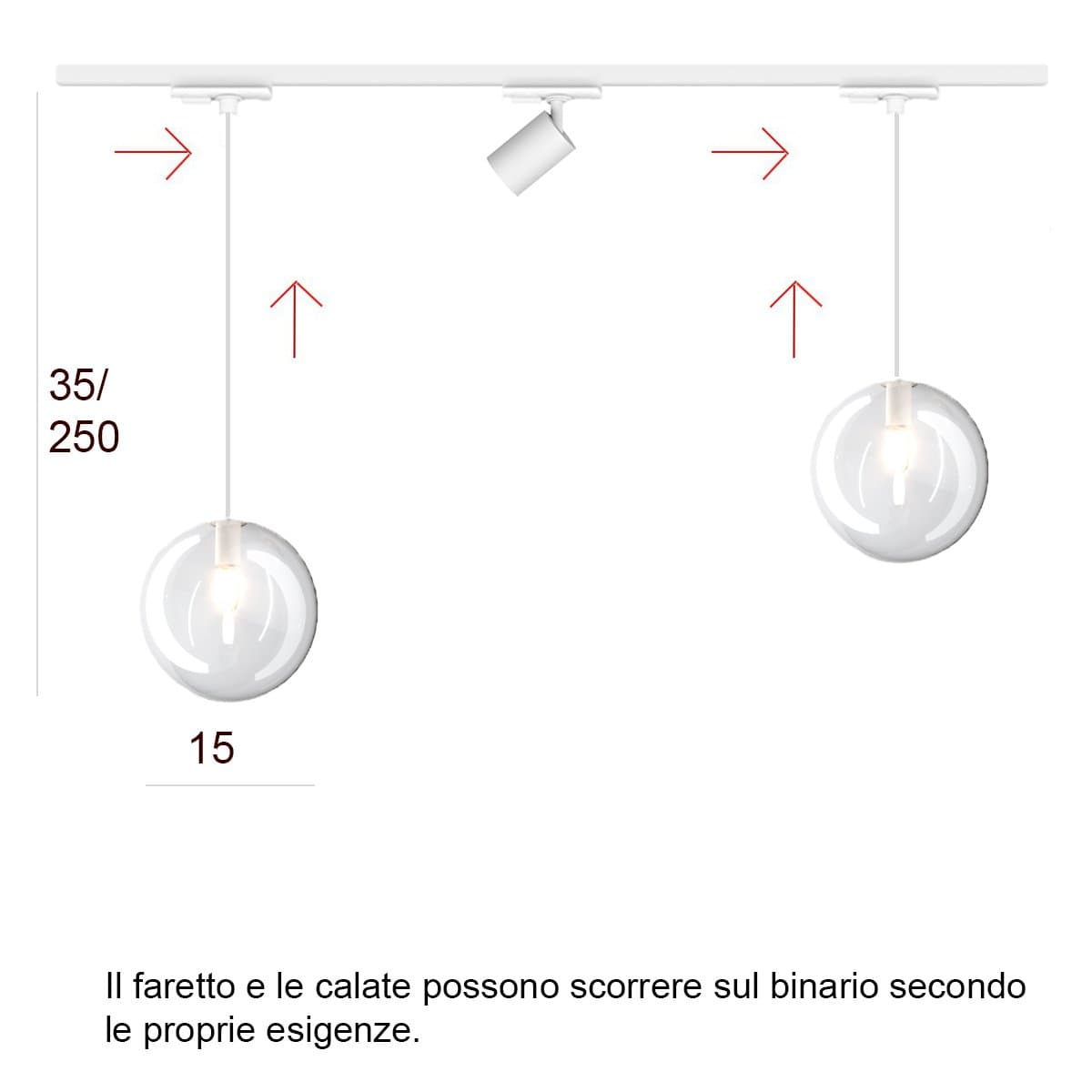 Binario Top Light MONO 1184 ECLIPSE YARI BIANCO G9 LED lampada soffitto moderna spot orientabile sfera vetro trasparente in Faretti da soffitto Lampadari Bartalini - Colle di Val d’Elsa, commercioVirtuoso.it