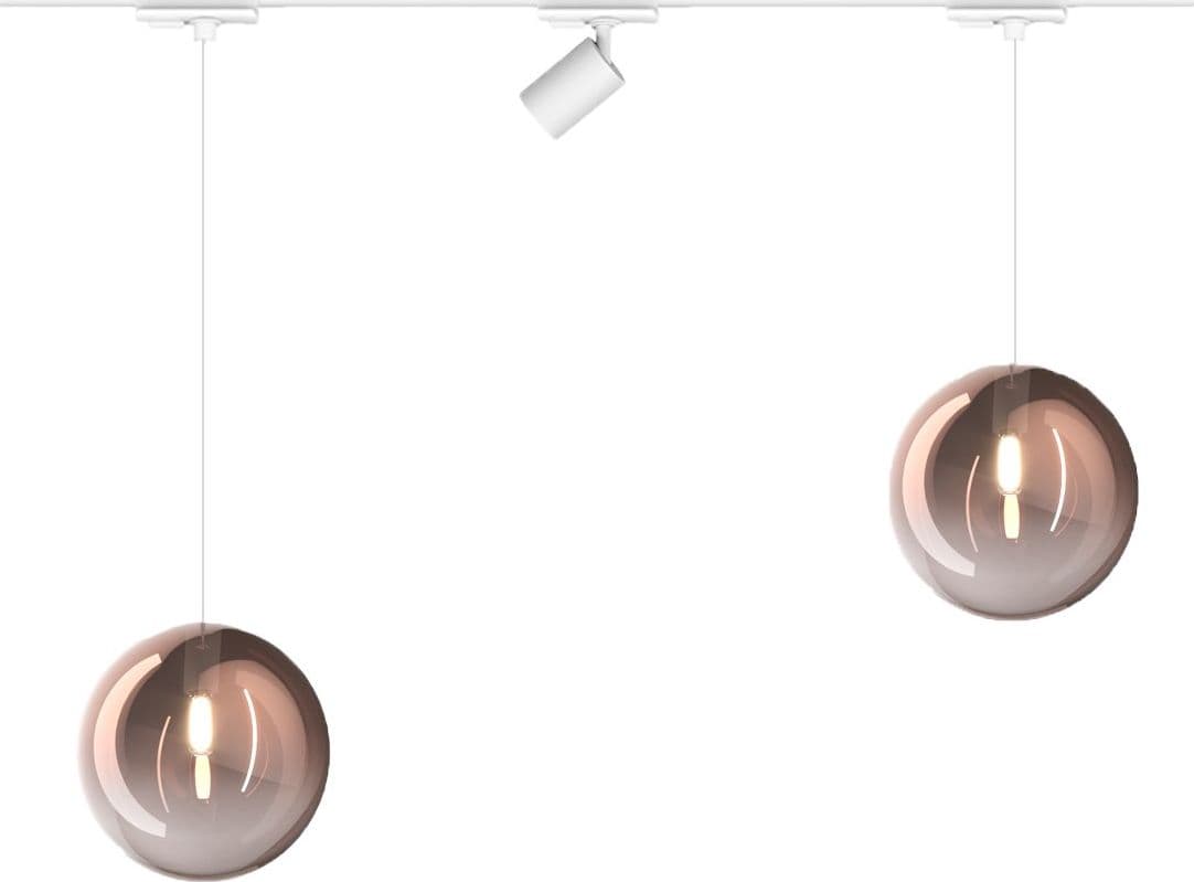 Binario Top Light MONO 1184 ECLIPSE YARI BIANCO G9 LED lampada soffitto moderna spot orientabile sfera vetro rame