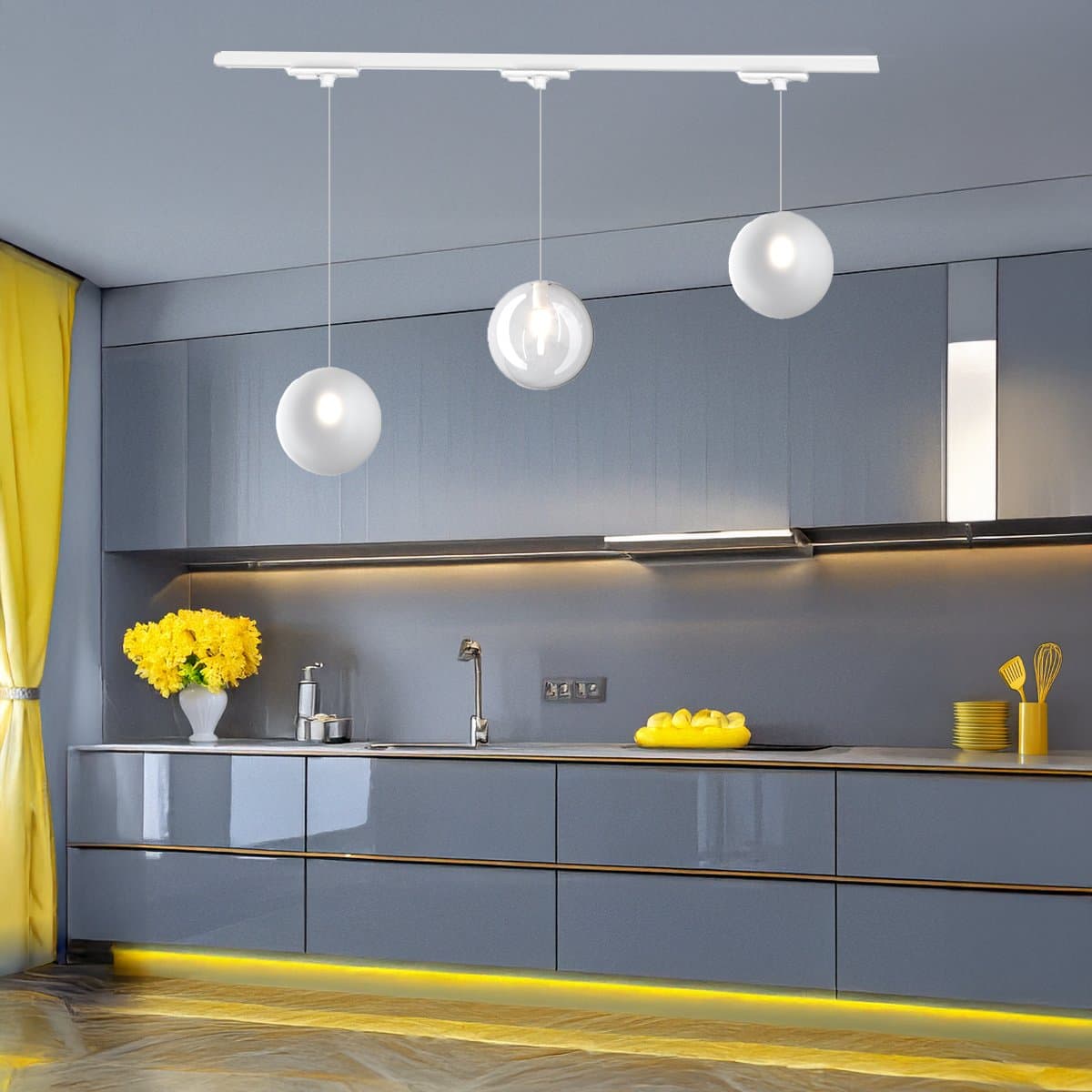 Binario Top Light MONO 1184 ECLIPSE BIANCO G9 LED lampada soffitto moderna sfera vetro trasparente bianco in Kit completi di sistemi di illuminazione a cavo e su binario Lampadari Bartalini - Colle di Val d’Elsa, commercioVirtuoso.it