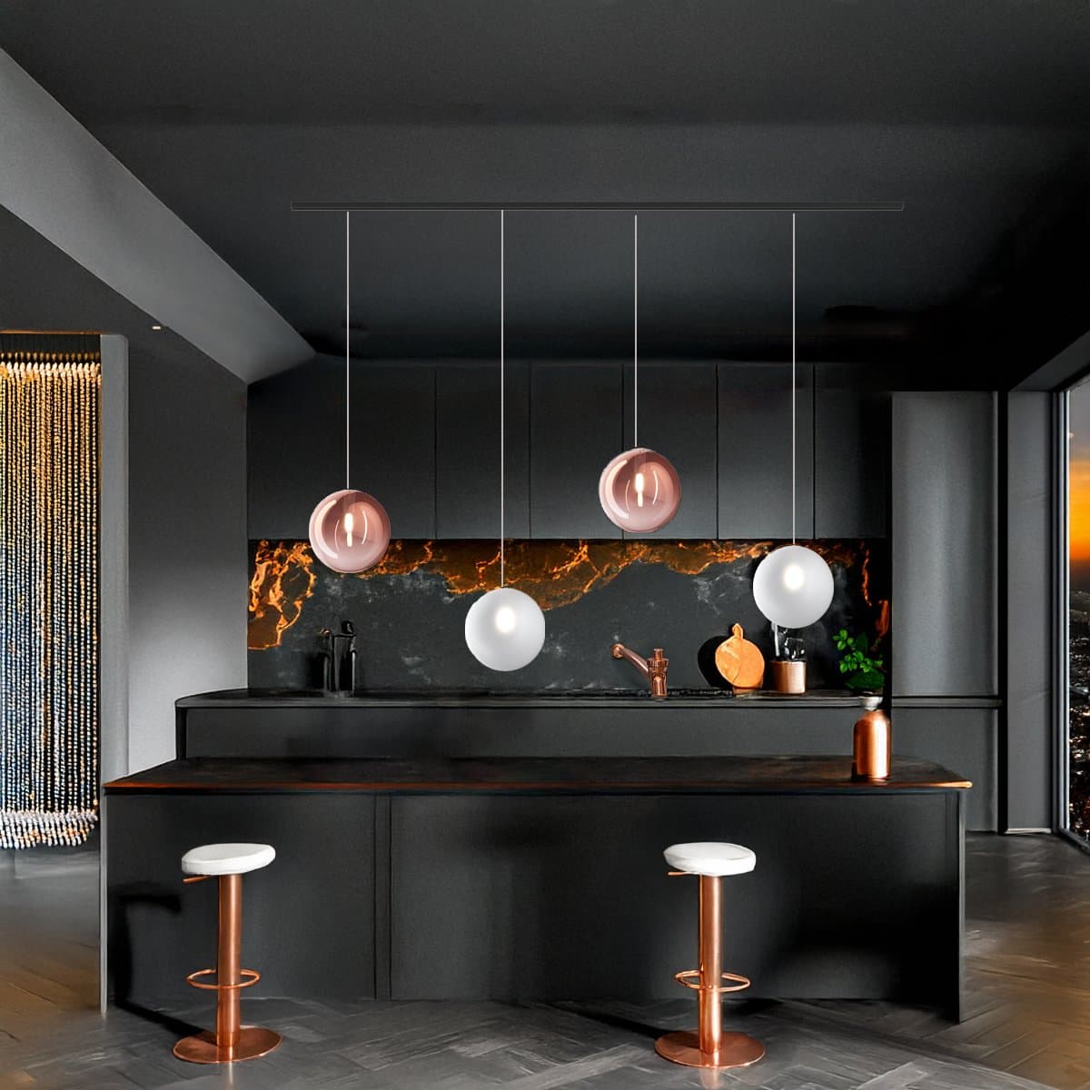 Binario Top Light MONO 200N 1184 ECLIPSE BF-RA BIANCO G9 LED lampada soffitto moderna sfera vetro bianco rame multiluce in Faretti da soffitto Lampadari Bartalini - Colle di Val d’Elsa, commercioVirtuoso.it