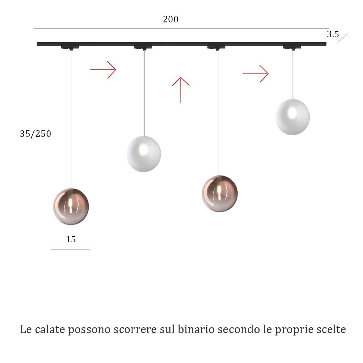 Binario Top Light MONO 200N 1184 ECLIPSE BF-RA BIANCO G9 LED lampada soffitto moderna sfera vetro bianco rame multiluce in Faretti da soffitto Lampadari Bartalini - Colle di Val d’Elsa, commercioVirtuoso.it