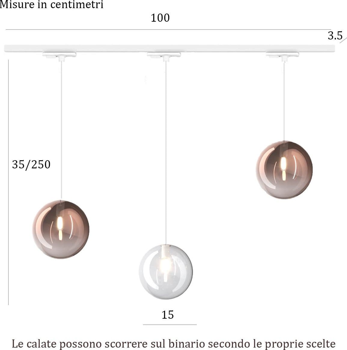 Binario Top Light MONO 1184 ECLIPSE BF-RA BIANCO G9 LED lampada soffitto moderna sfera vetro bianco rame in Kit completi di sistemi di illuminazione a cavo e su binario Lampadari Bartalini - Colle di Val d’Elsa, commercioVirtuoso.it