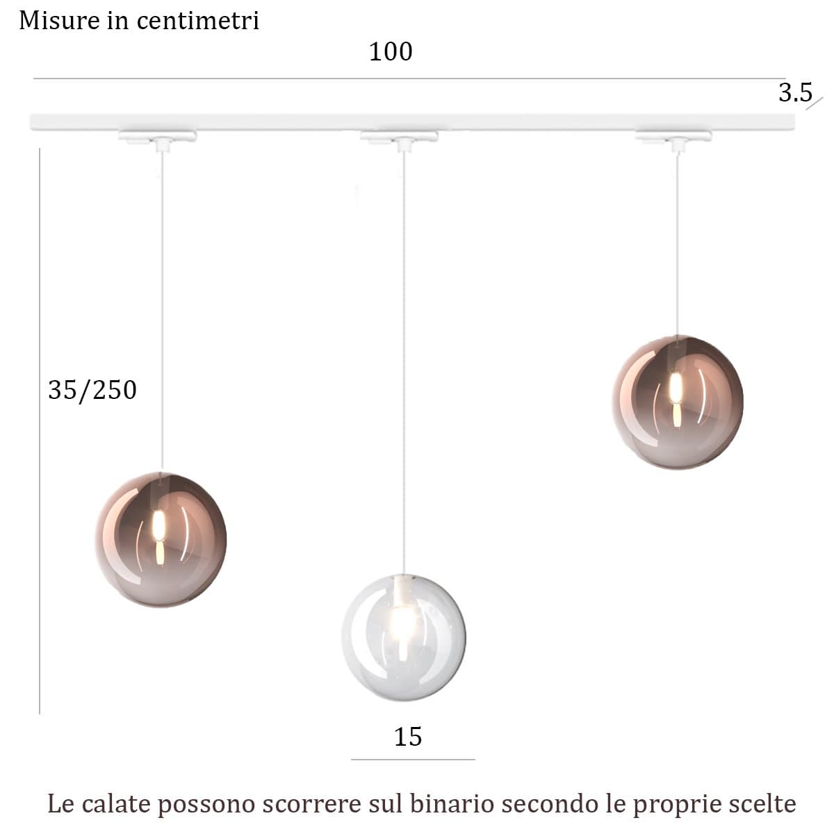 Binario Top Light MONO 1184 ECLIPSE BF-RA BIANCO G9 LED lampada soffitto moderna sfera vetro bianco rame in Kit completi di sistemi di illuminazione a cavo e su binario Lampadari Bartalini - Colle di Val d’Elsa, commercioVirtuoso.it
