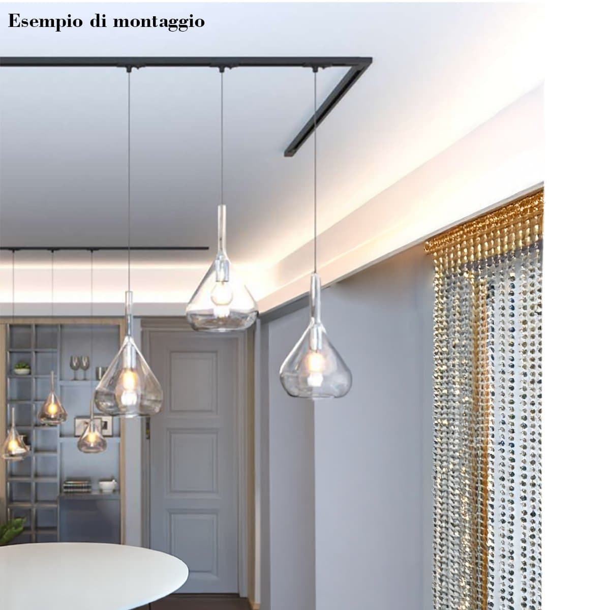 Binario Top Light MONO 1184 ECLIPSE BF-AM BIANCO G9 LED lampada soffitto moderna sfera vetro bianco ambra in Lampade a sospensione Lampadari Bartalini - Colle di Val d’Elsa, commercioVirtuoso.it