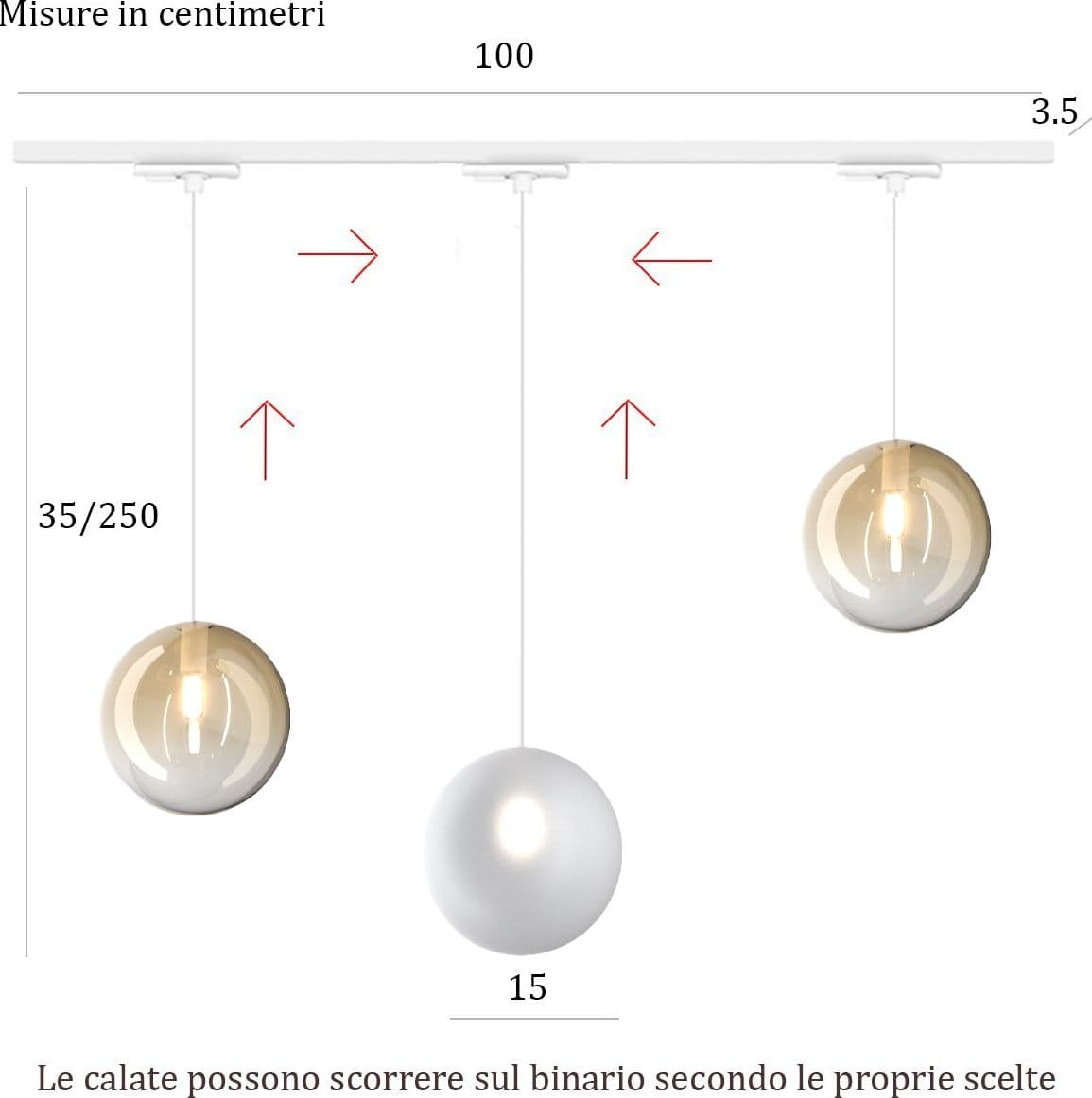 Binario Top Light MONO 1184 ECLIPSE BF-AM BIANCO G9 LED lampada soffitto moderna sfera vetro bianco ambra in Lampade a sospensione Lampadari Bartalini - Colle di Val d’Elsa, commercioVirtuoso.it