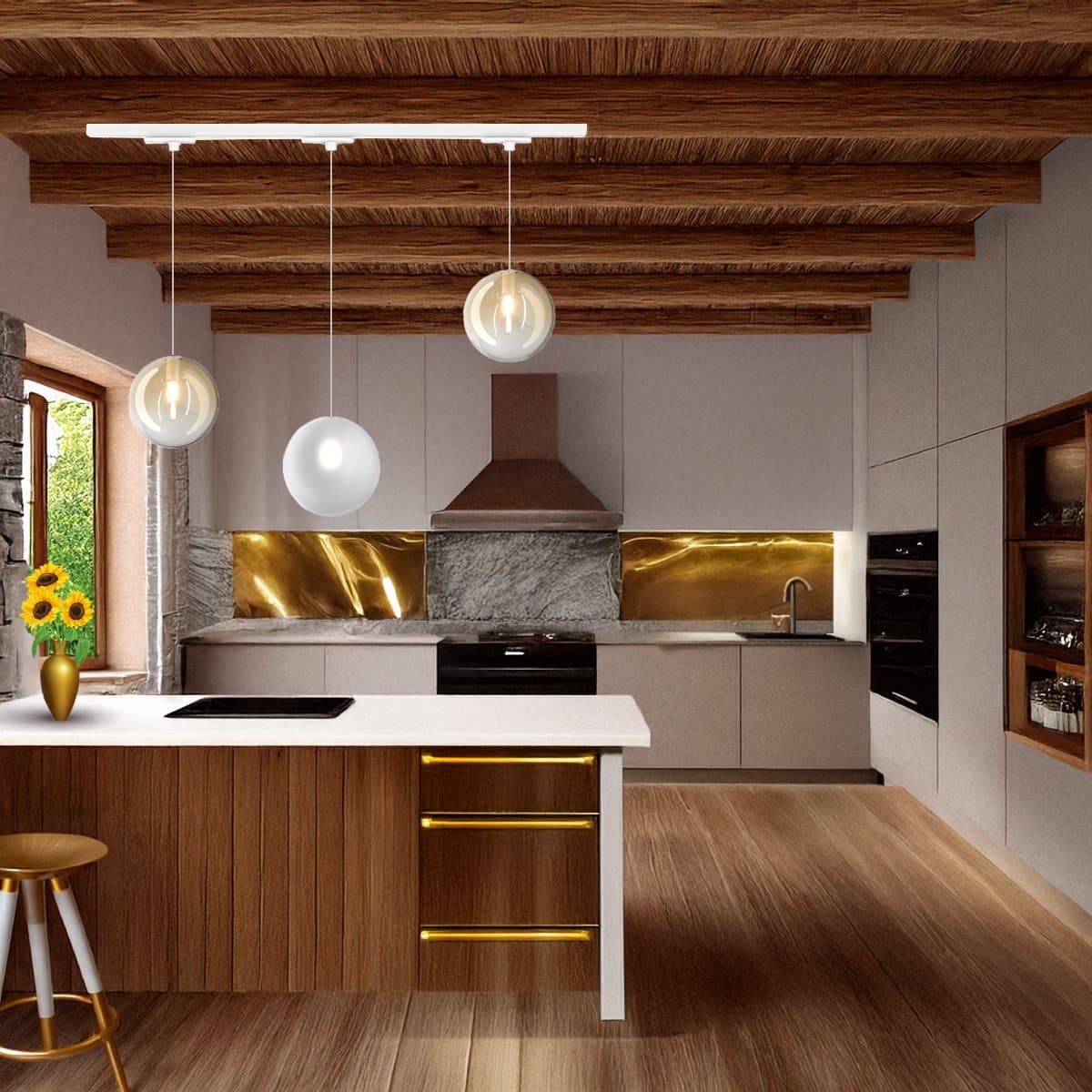 Binario Top Light MONO 1184 ECLIPSE BF-AM BIANCO G9 LED lampada soffitto moderna sfera vetro bianco ambra in Lampade a sospensione Lampadari Bartalini - Colle di Val d’Elsa, commercioVirtuoso.it
