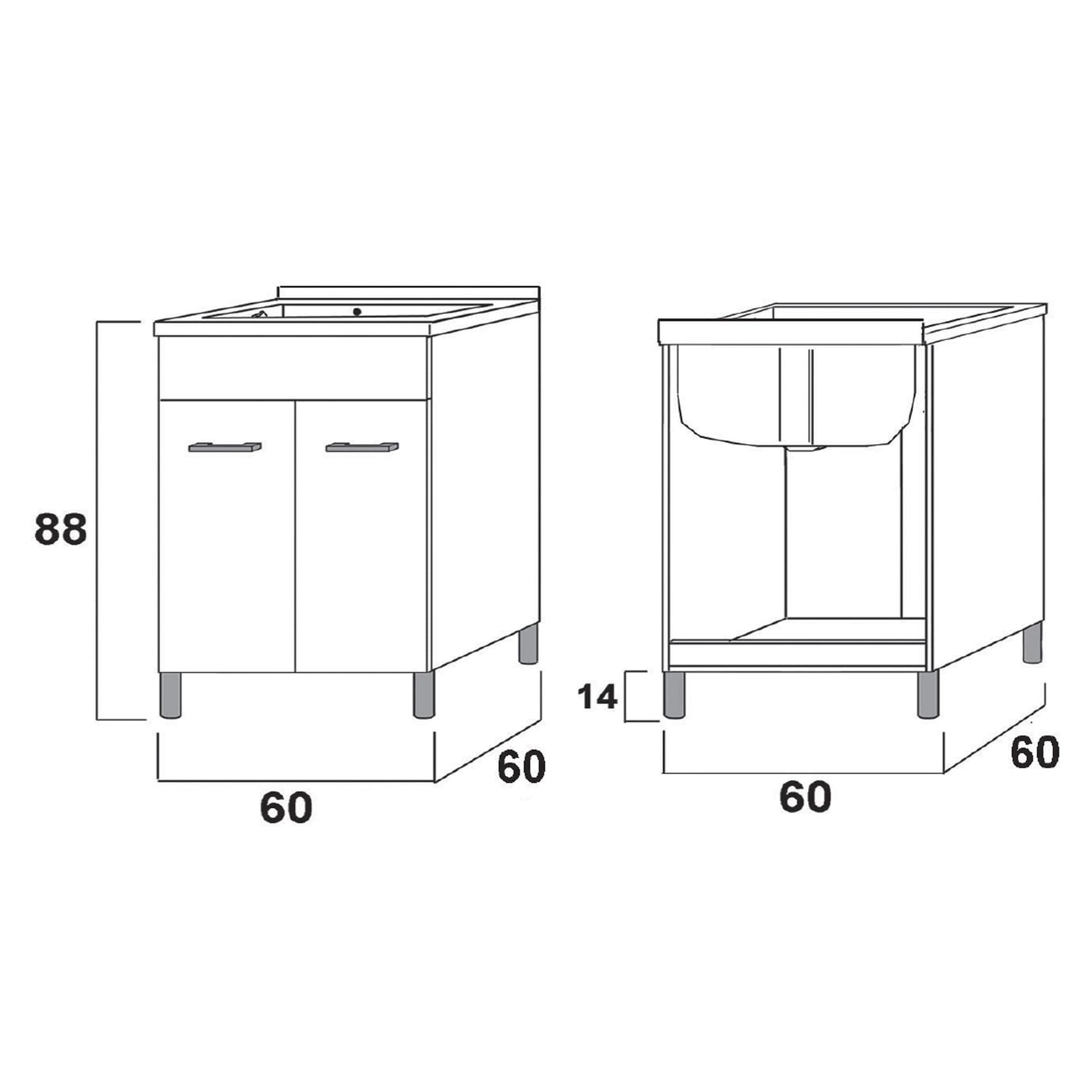 Mobile Lavatoio in Abs 60x60 60x50 50x50 bianco opaco in Mobiletti con lavabo Mondialshop - Parabiago, commercioVirtuoso.it
