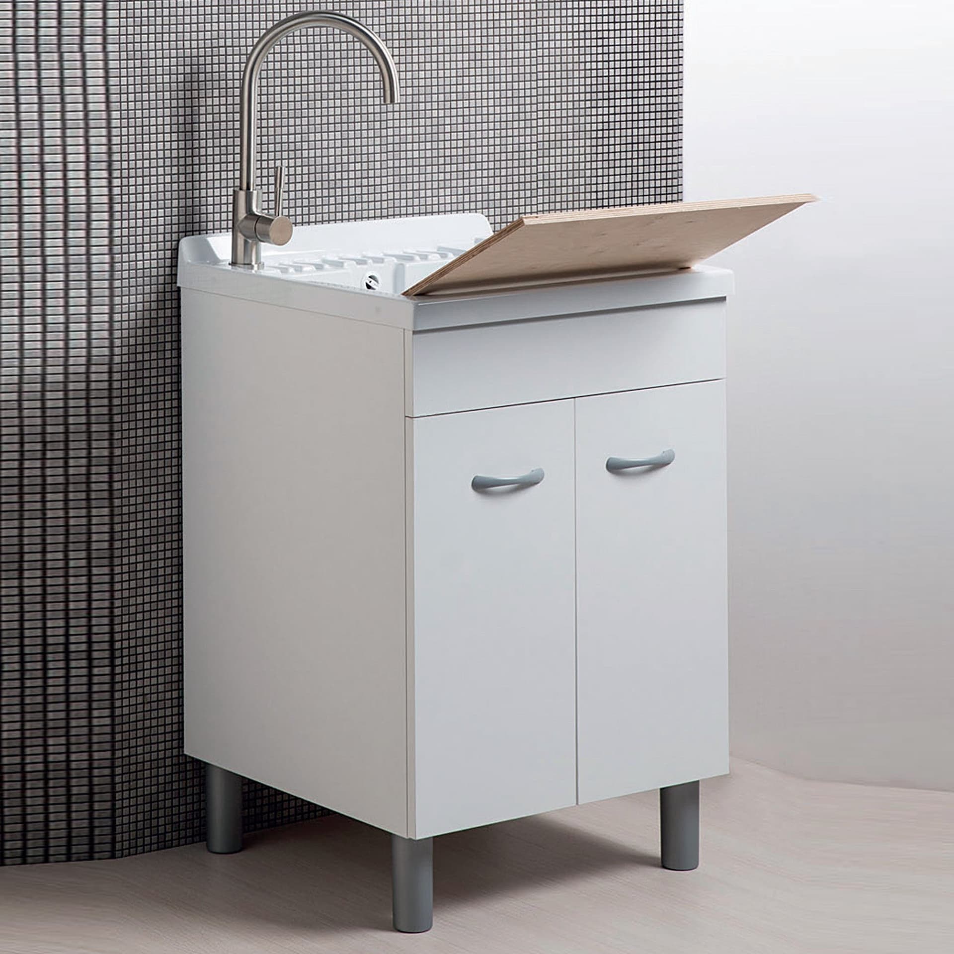 Mobile Lavatoio in Abs 60x60 60x50 50x50 bianco opaco in Mobiletti con lavabo Mondialshop - Parabiago, commercioVirtuoso.it
