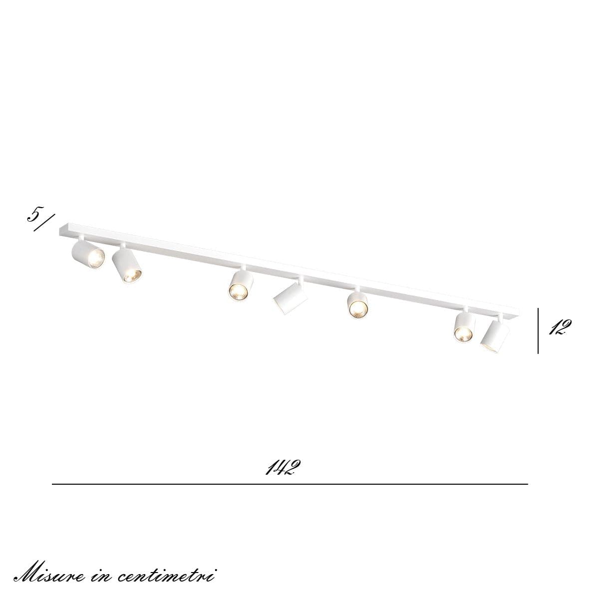 Binario Top Light KORA 1208 7 BI GU10 LED lampada soffitto parete moderna faretti orientabili in Faretti da soffitto Lampadari Bartalini - Colle di Val d’Elsa, commercioVirtuoso.it