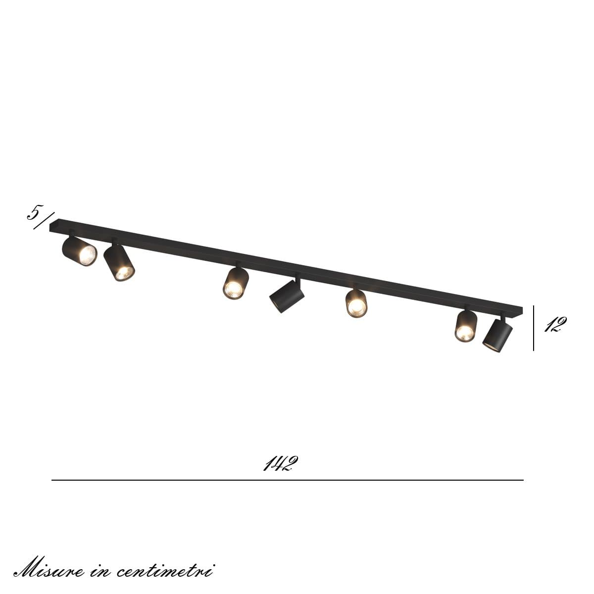 Binario Top Light KORA 1208 7 NE GU10 LED lampada soffitto parete moderna faretti orientabili in Faretti da soffitto Lampadari Bartalini - Colle di Val d’Elsa, commercioVirtuoso.it