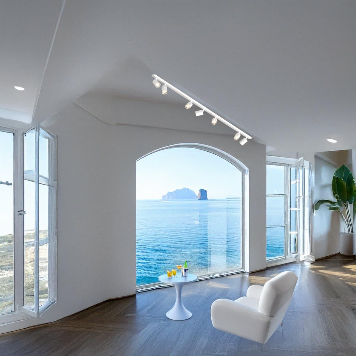 Binario Top Light KORA 1208 7 BI GU10 LED lampada soffitto parete moderna faretti orientabili in Faretti da soffitto Lampadari Bartalini - Colle di Val d’Elsa, commercioVirtuoso.it