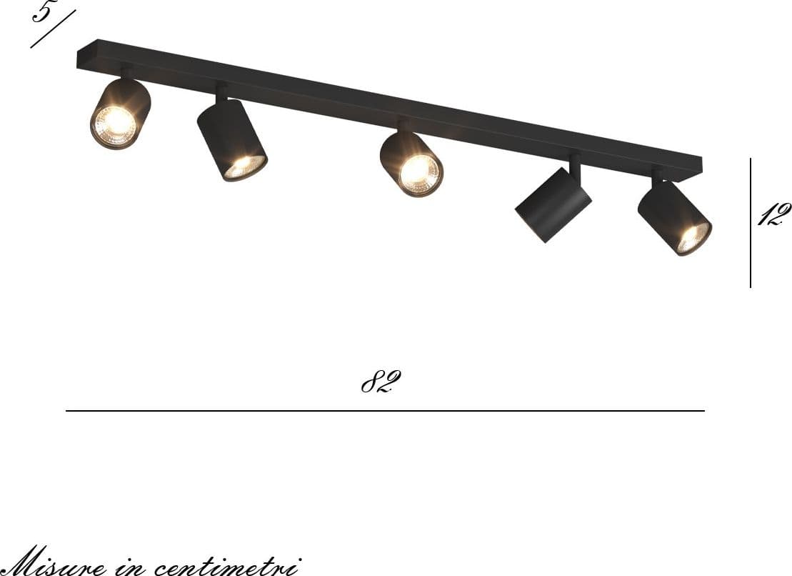 Binario Top Light KORA 1208 5 NE GU10 LED lampada soffitto parete moderna faretti orientabili in Faretti da soffitto Lampadari Bartalini - Colle di Val d’Elsa, commercioVirtuoso.it