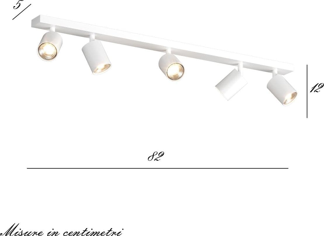 Binario Top Light KORA 1208 5 BI GU10 LED lampada soffitto parete moderna faretti orientabili in Faretti da soffitto Lampadari Bartalini - Colle di Val d’Elsa, commercioVirtuoso.it