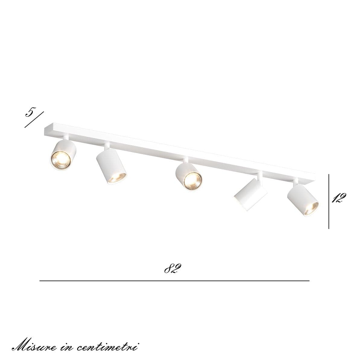 Binario Top Light KORA 1208 5 BI GU10 LED lampada soffitto parete moderna faretti orientabili in Faretti da soffitto Lampadari Bartalini - Colle di Val d’Elsa, commercioVirtuoso.it