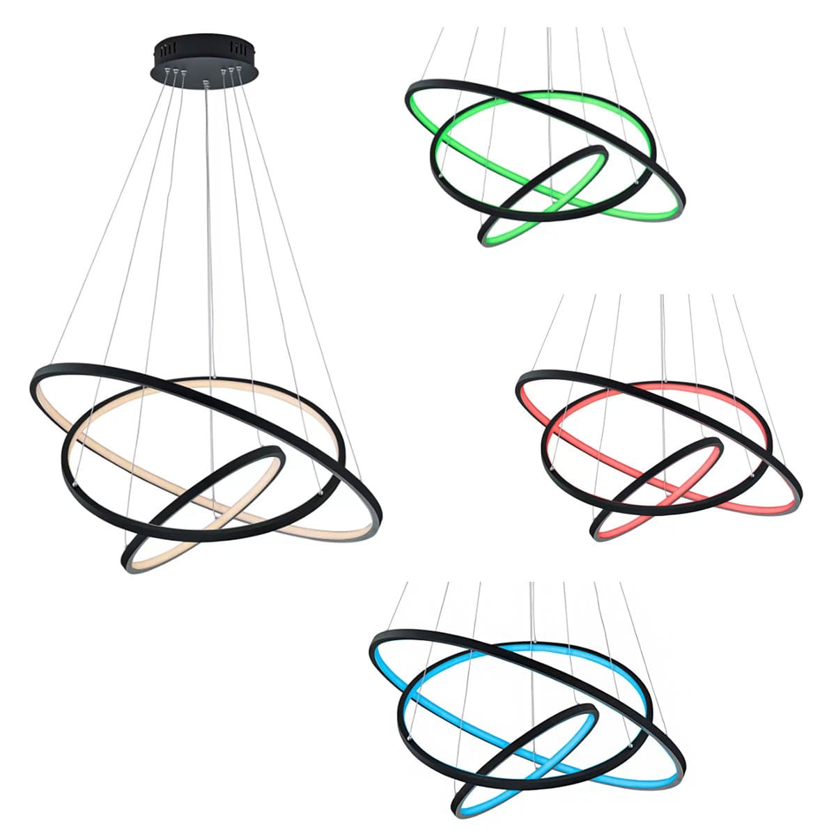 Lampadario TRIO Lighting AARON 352710342 LED RGBW 9200LM metallo antracite lampada soffitto ultramoderna telecomando in Lampadari Lampadari Bartalini - Colle di Val d’Elsa, commercioVirtuoso.it
