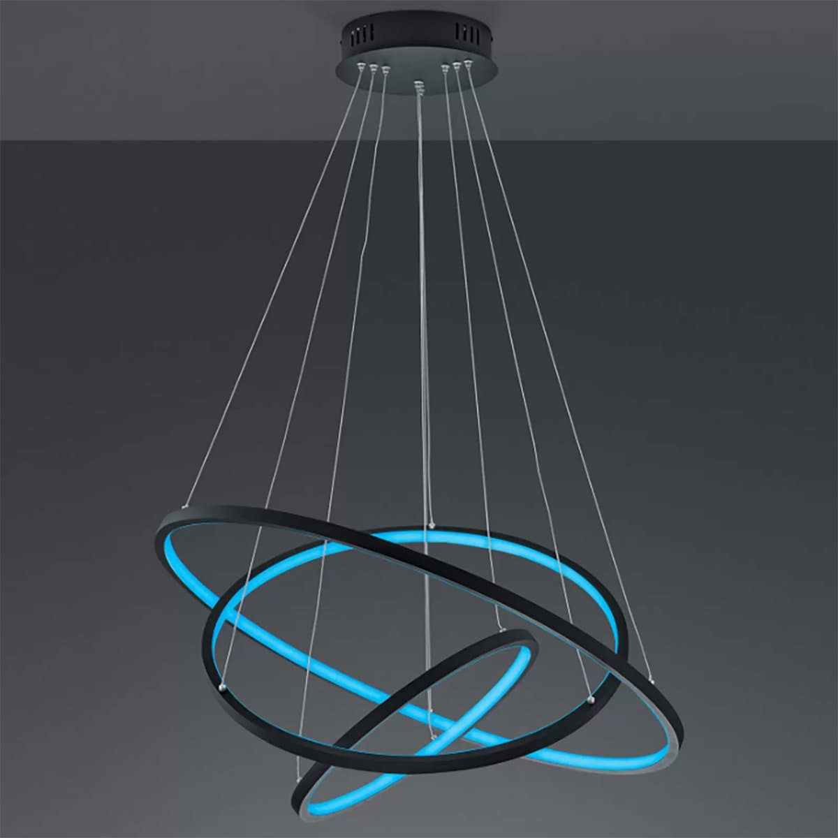 Lampadario TRIO Lighting AARON 352710342 LED RGBW 9200LM metallo antracite lampada soffitto ultramoderna telecomando in Lampadari Lampadari Bartalini - Colle di Val d’Elsa, commercioVirtuoso.it