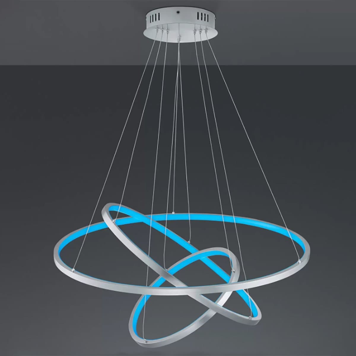 Lampadario TRIO Lighting AARON 352710307 LED RGBW 9200LM metallo antracite lampada soffitto ultramoderna telecomando in Plafoniere Lampadari Bartalini - Colle di Val d’Elsa, commercioVirtuoso.it