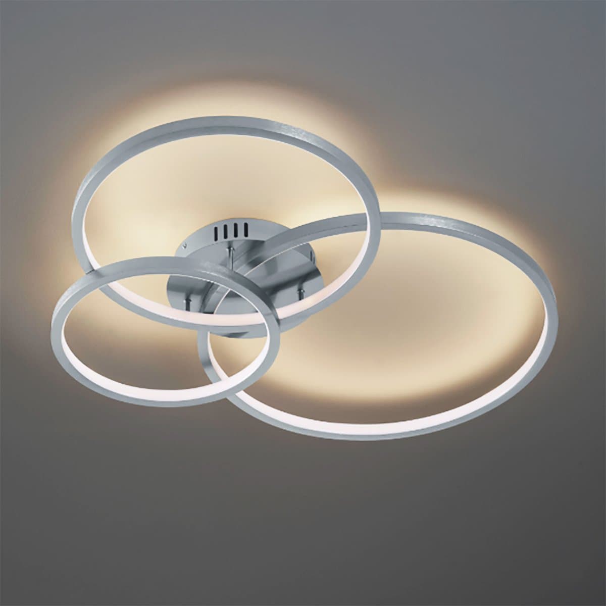 Plafoniera TRIO Lighting AARON 652710307 LED RGBW 4200LM metallo nikel lampada soffitto ultramoderna telecomando in Plafoniere Lampadari Bartalini - Colle di Val d’Elsa, commercioVirtuoso.it